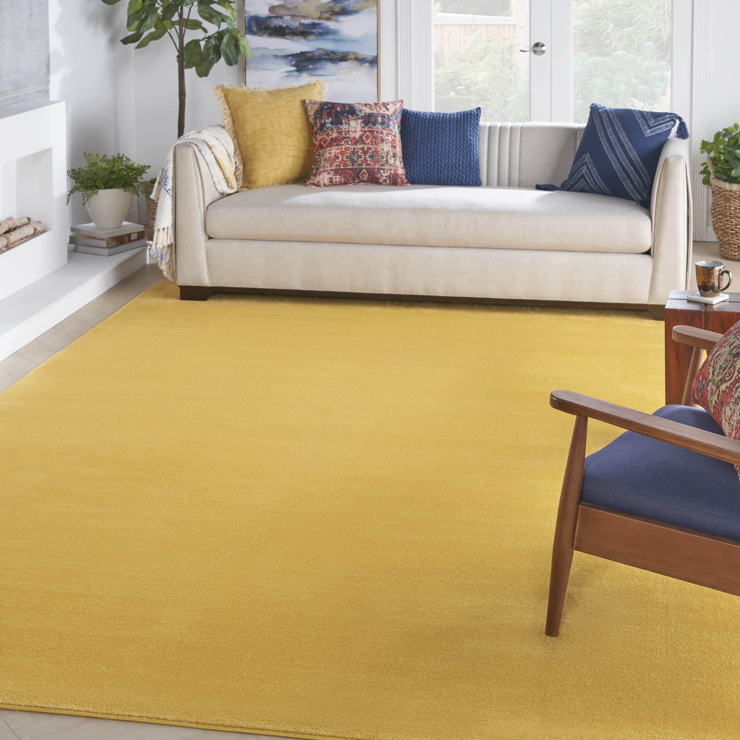 Nourison 99446825483  Essentials 9 x 12 (ft) Loomed Polypropylene Yellow Rectangular Indoor/Outdoor Solid Area rug