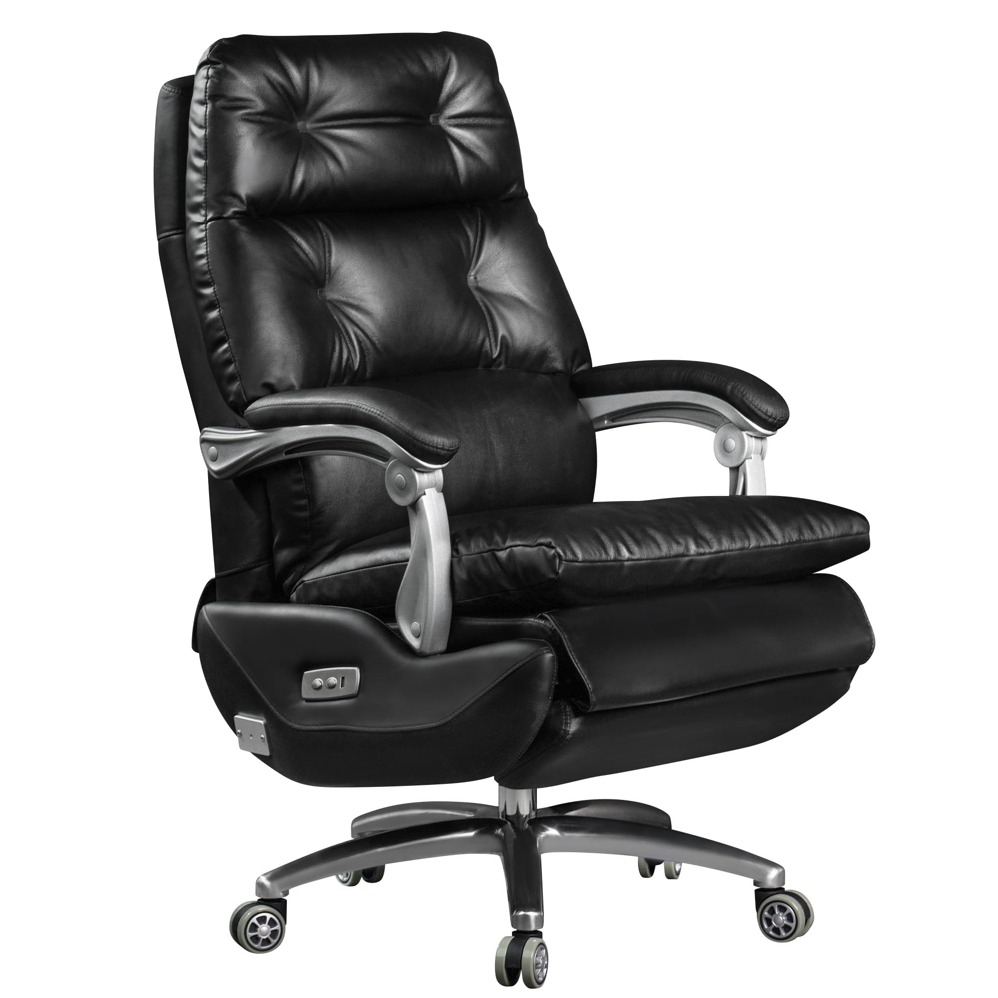 LTMATE LSGF03A014ES00 Black Leather Upholstered Swivel Powered Reclining Zero Gravity Recliner with Lift Assistance