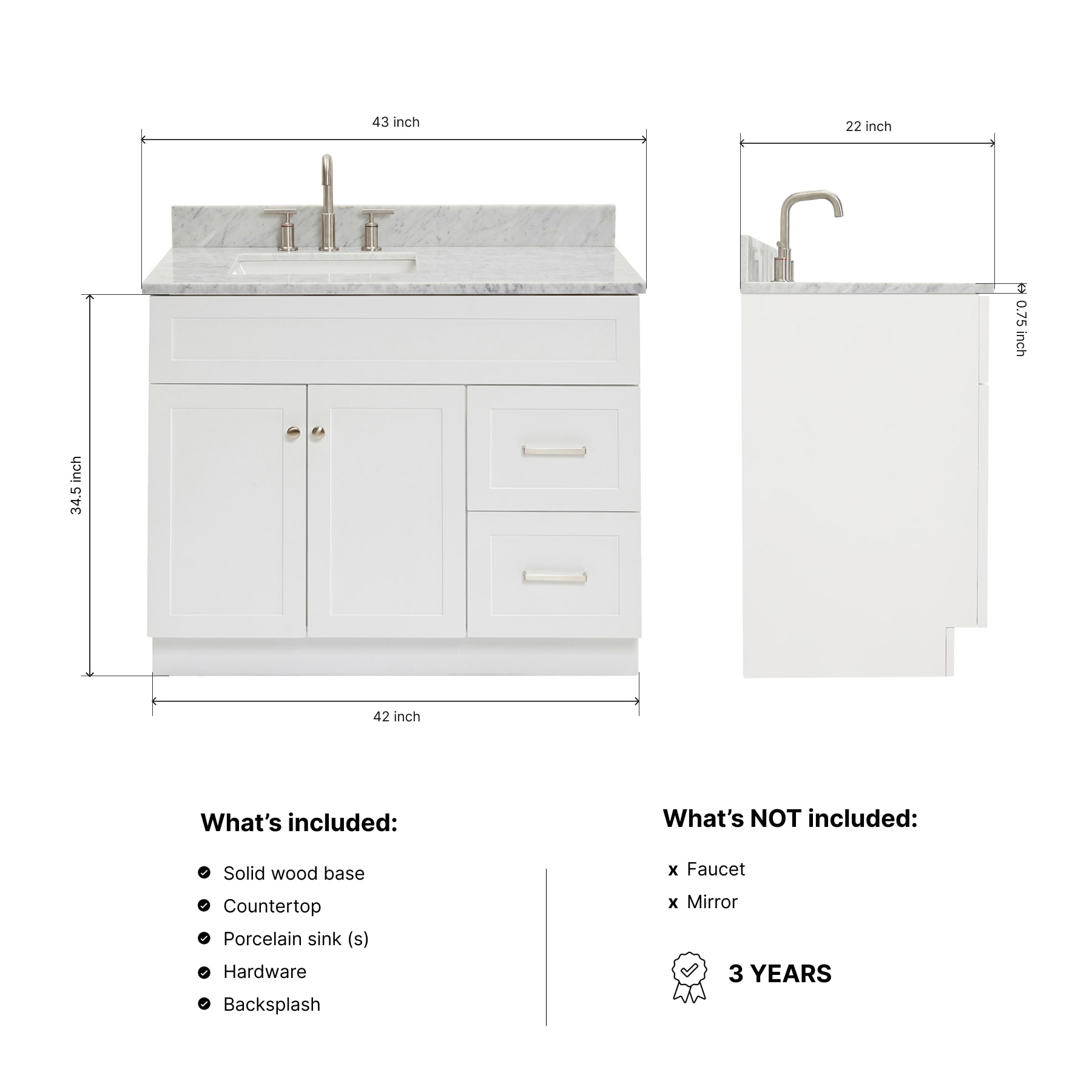 ARIEL F043SLCW2RVOWHT Bath-Vanity-Combo - View #4