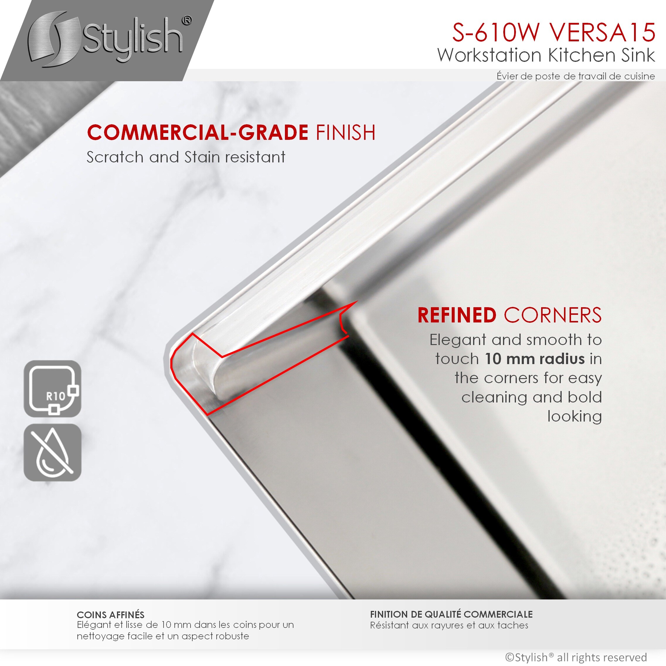 Stylish S-610W1 Kitchen-Sinks - View #4