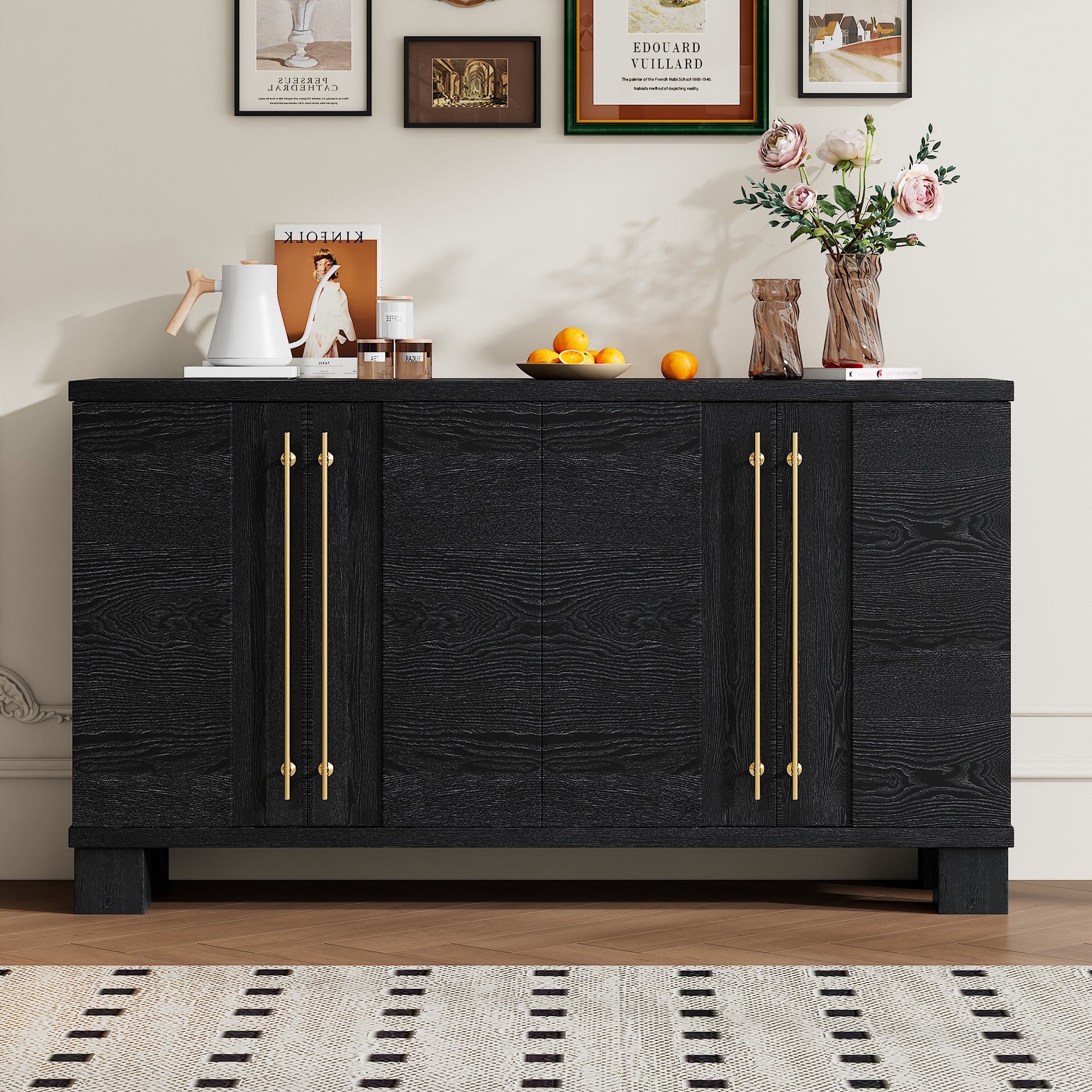 JIMSMAISON JMTRSB07B Traditional Black Sideboard