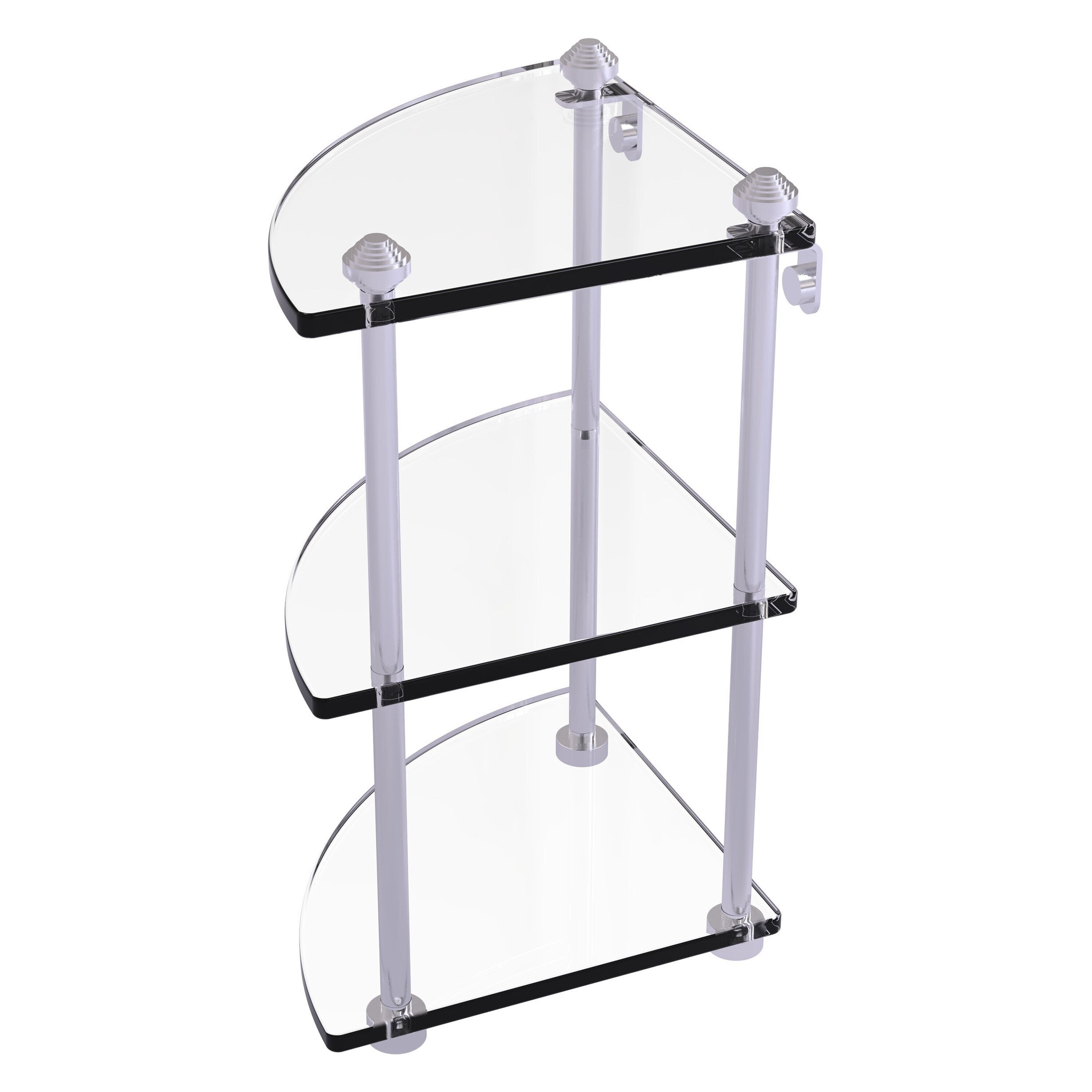 Allied Brass SB-6-SCH Southbeach Satin Chrome 3 -Tier Wall mount Corner Bathroom Shelf ( 8-in x 15-in x 8-in )
