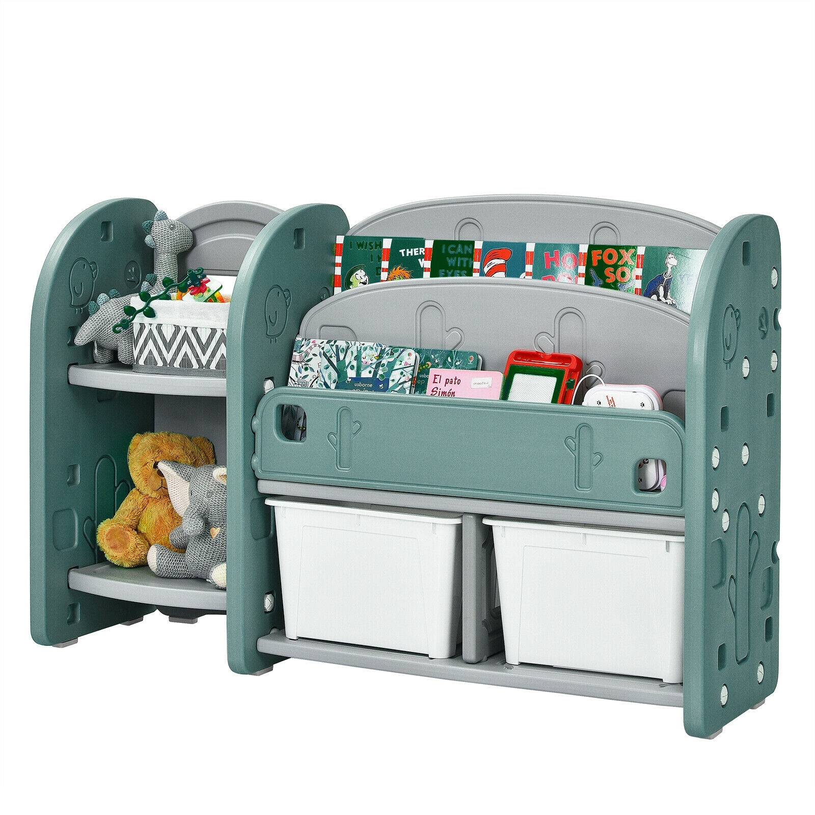 Fenbeli Kids Toy Storage Organizer with Bookshelves and Bins for Playroom Bedroom and Nursery #QLLSFENH891