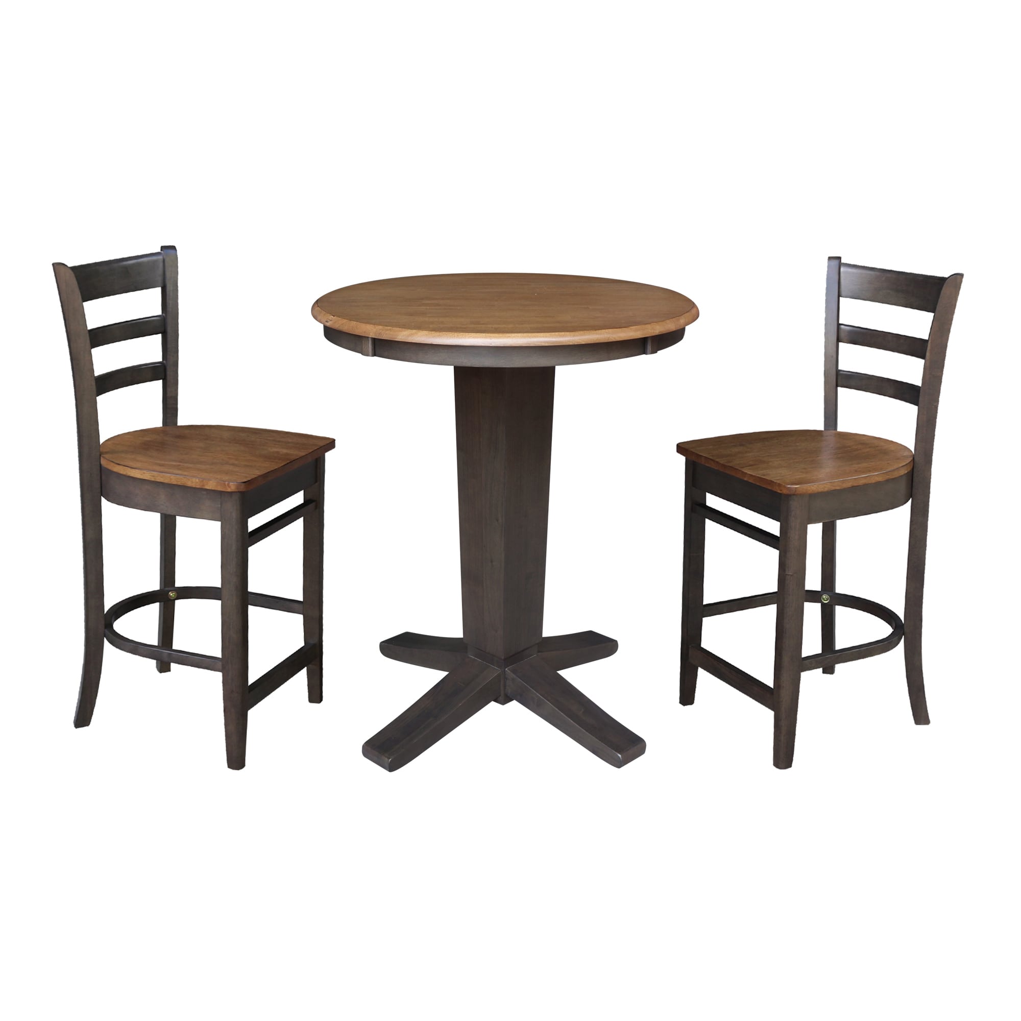 International Concepts K45-30RT-23B-S6172-2 Hickory/Washed Coal Traditional Dining Room Set with Round Table ( Seats 4 )