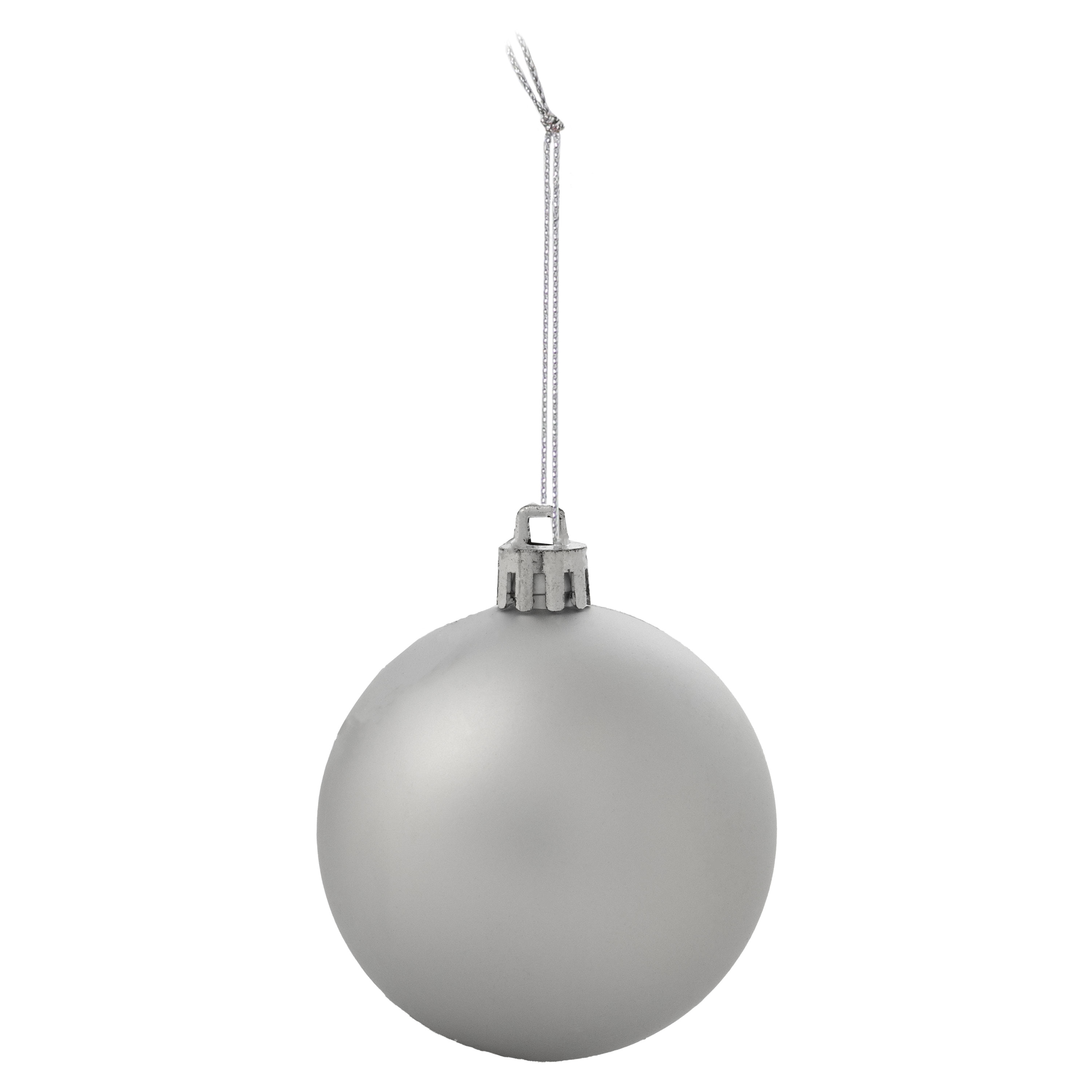 White and Silver Shatterproof Plastic Christmas Ornament Set