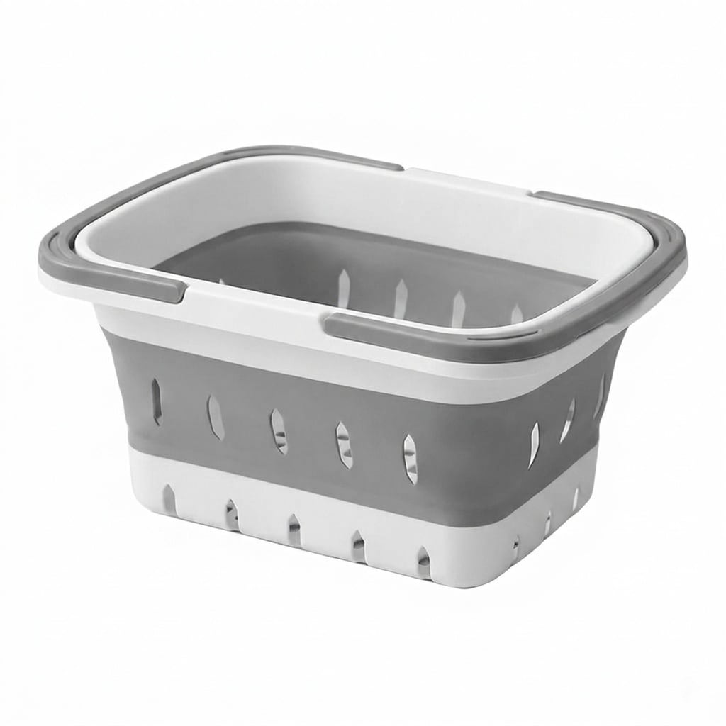 Aoibox  Portable Shower Caddy Tote Collapsible Plastic Storage Basket with Handles Grey 1 pack Ventilation and Drainage Holes for Bathroom