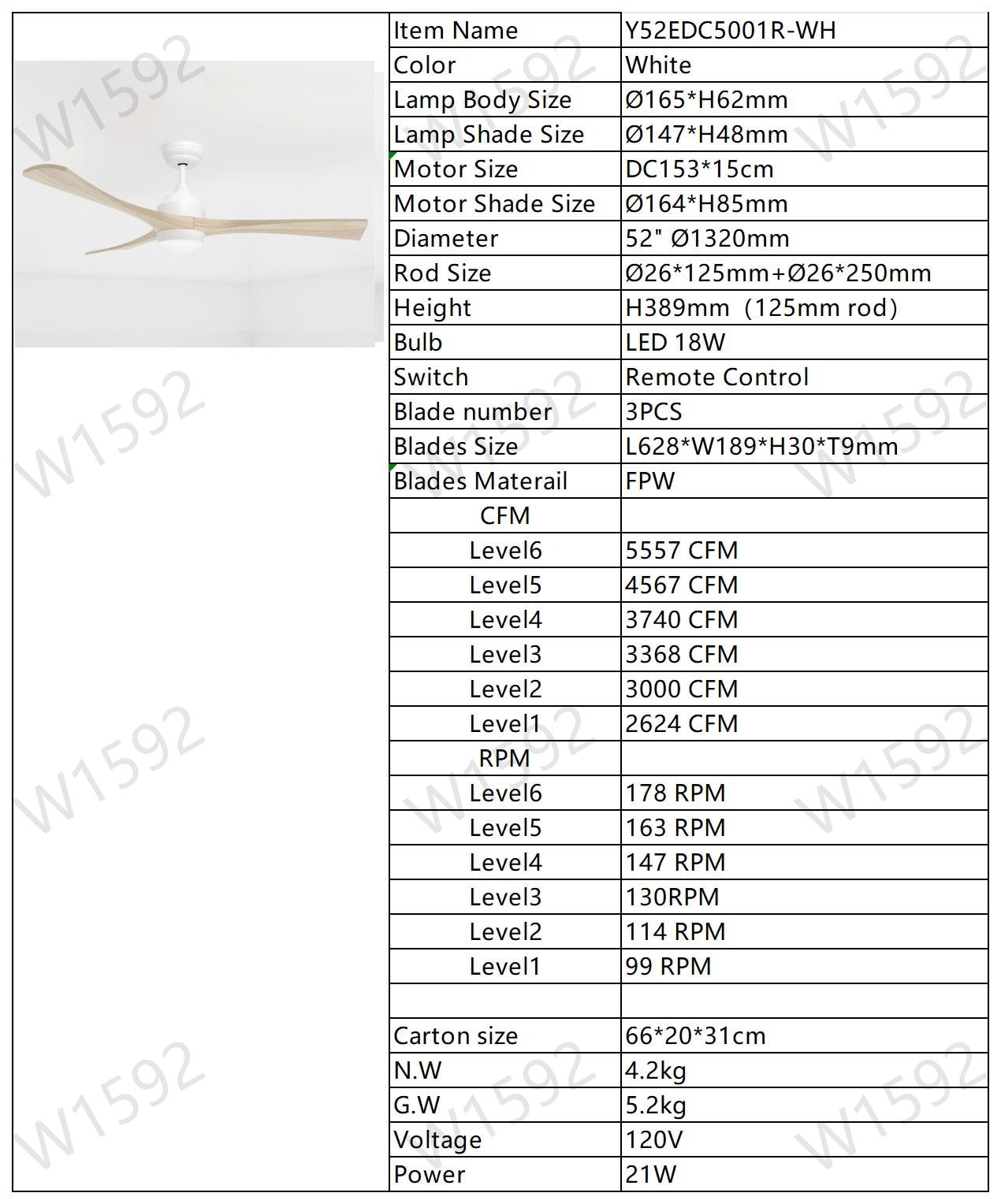 WELLFOR CHY-CF567US Ceiling-Fans - View #21