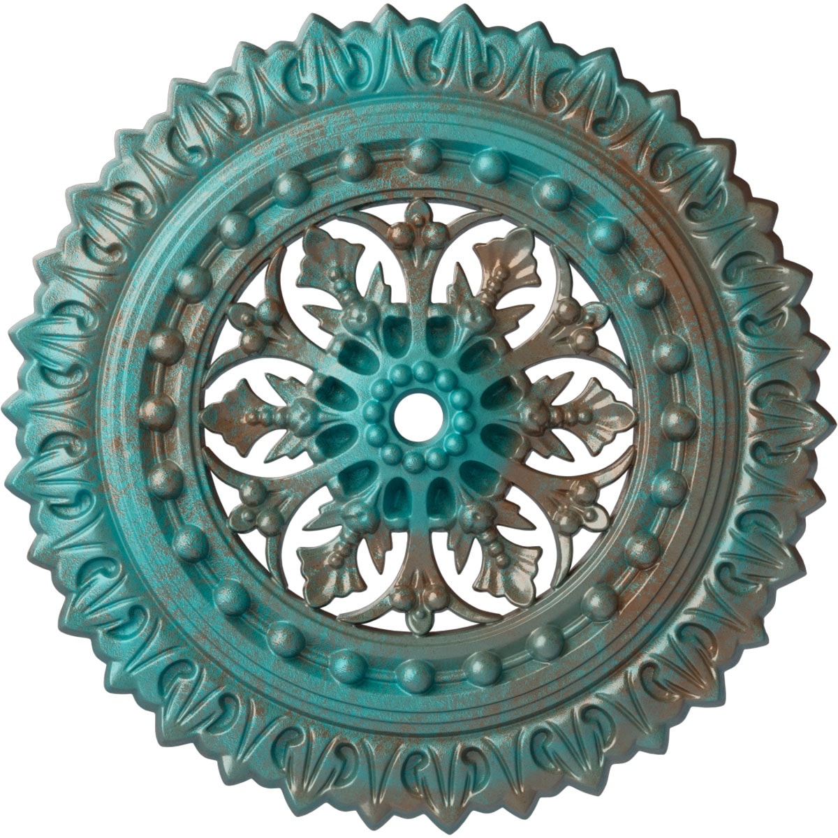 Ekena Millwork CM18SKCGS Sellek 18.5-in W x 18.5-in L Painted Copper Green Patina Polyurethane Whole Ceiling Medallion