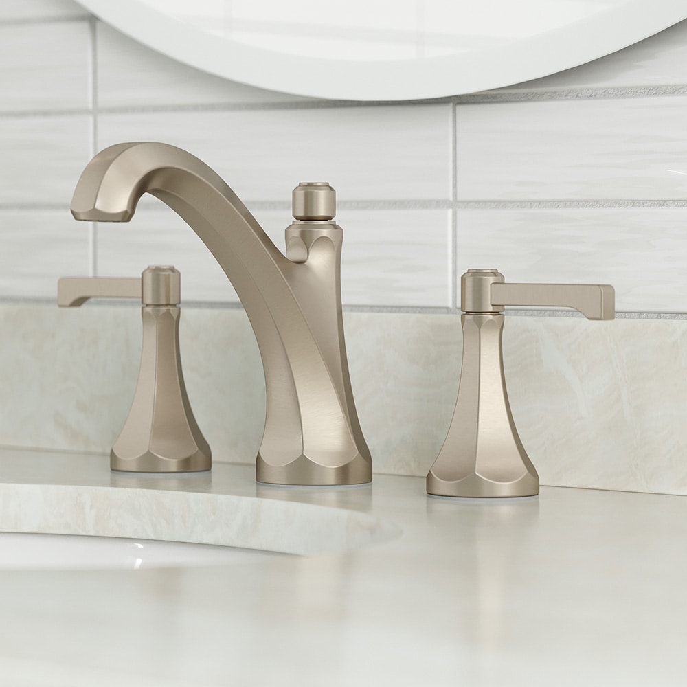 Pfister LG49-DE0K Arterra Brushed Nickel Widespread 2-handle WaterSense Mid-arc Residential Handle Bathroom Sink Faucet with Drain