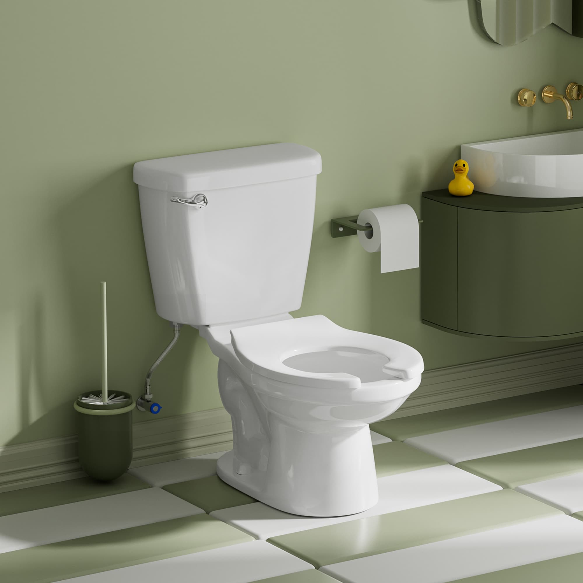 Simple Project - Children's toilet White Round Children's height 10-in Rough-In WaterSense 1.28 G...