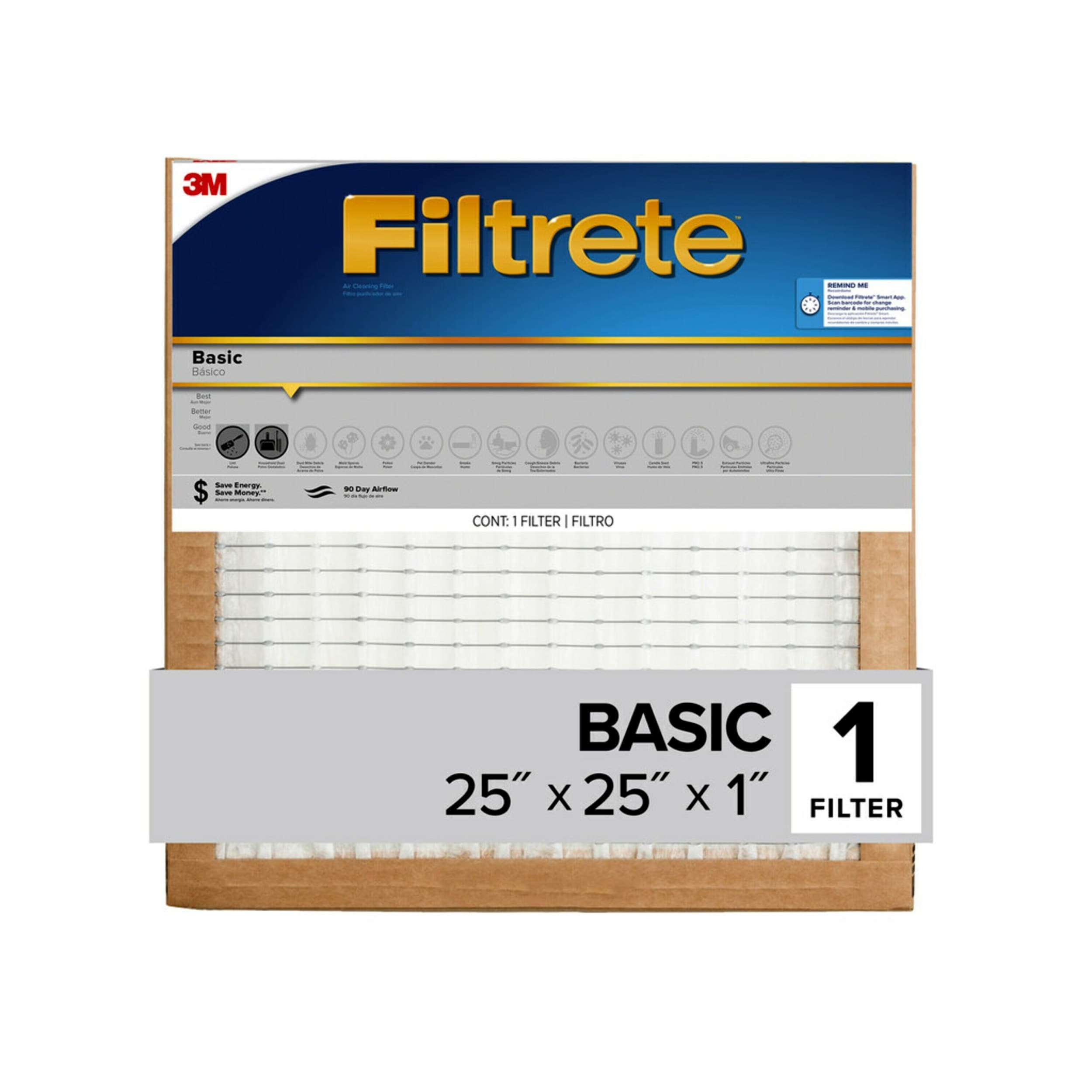 Filtrete FBL15CI-12 25-in W x 25-in L x 1-in MERV 5 Basic Pleated Air Filter