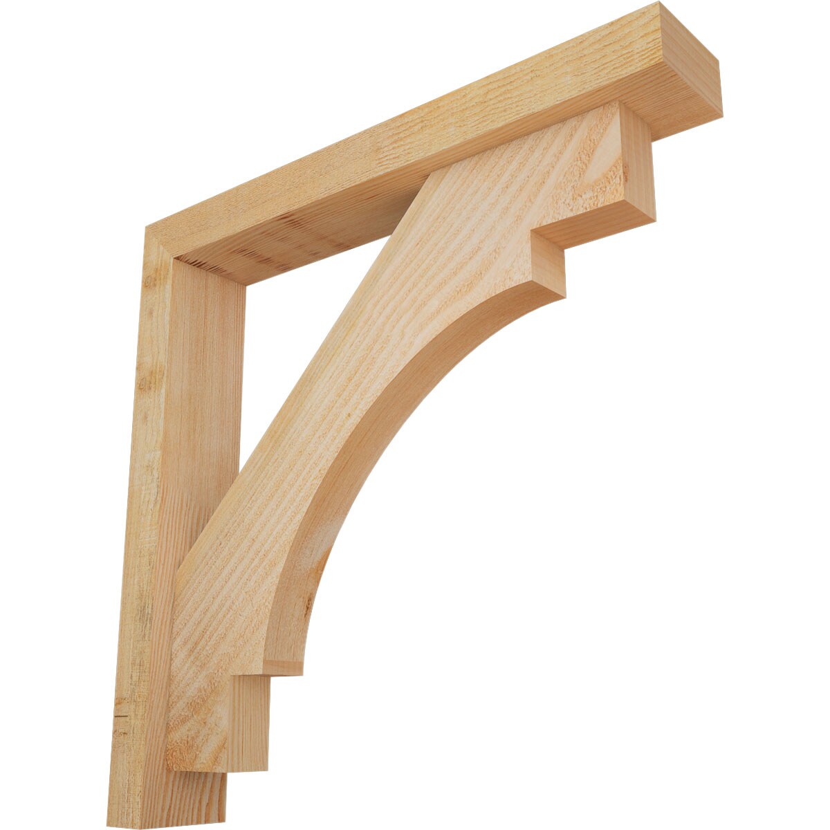 Ekena Millwork 1463223 Merced Block Rough Sawn Bracket with Offset Brace 4-in x 24-in x 24-in Douglas fir Brown Wood Standard bracket