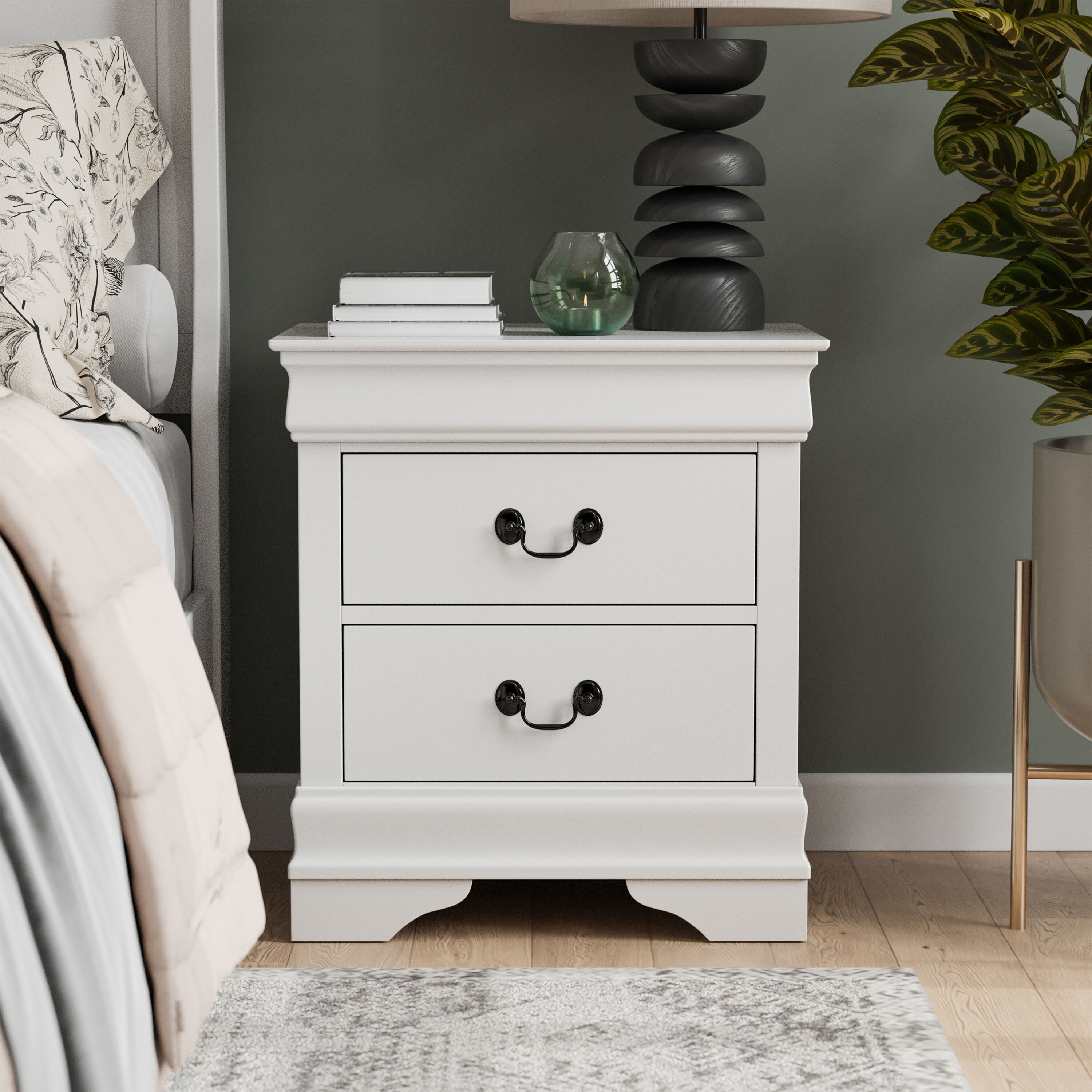 Furniture of America EC-7866WH-N Burkhart White Nightstand