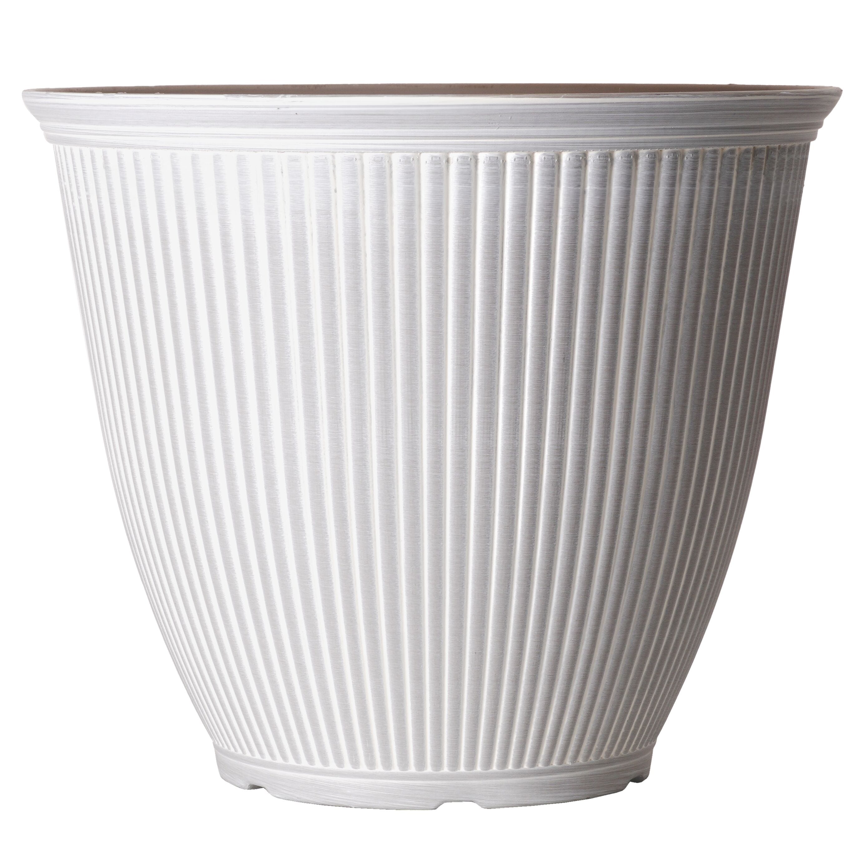 Style Selections DP2140F Round 15.2-in W Small Off-white Recycled plastic Indoor/Outdoor Planter