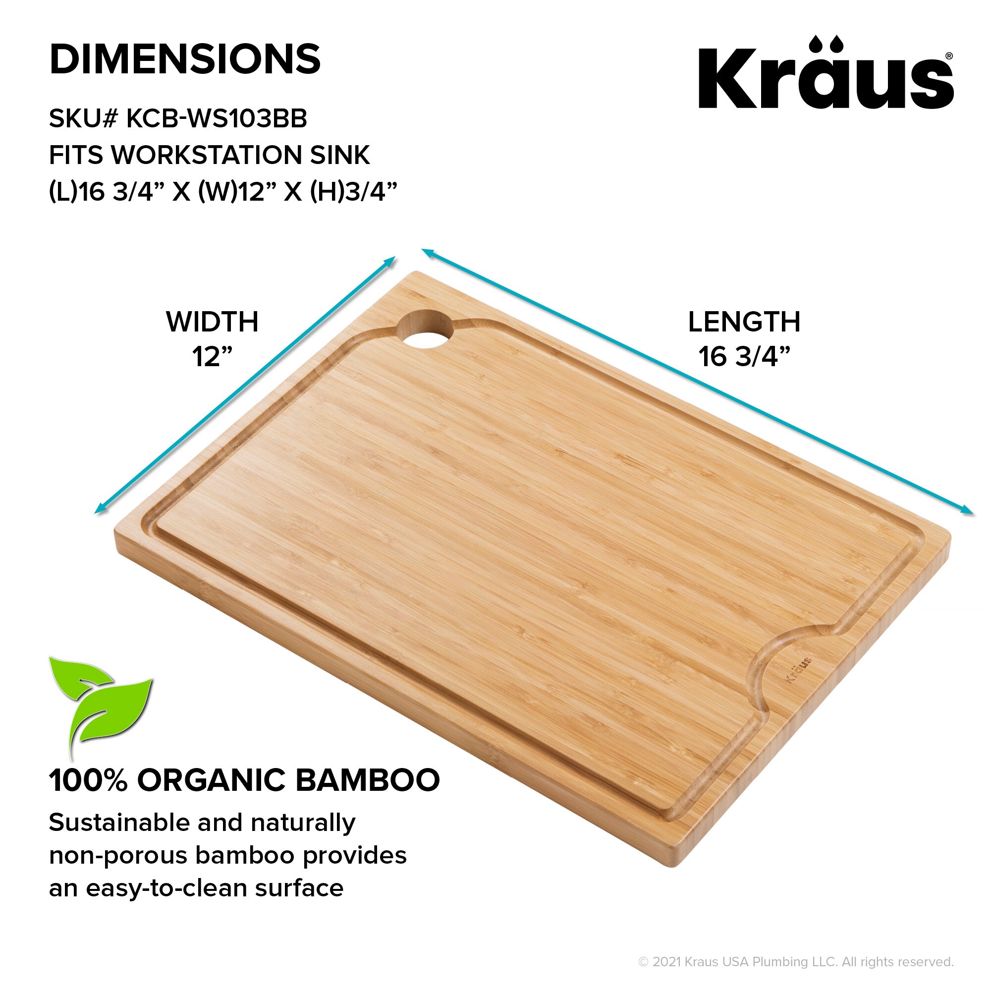 Kraus Kore 16.75-in L x 12-in W Wood Cutting Board in the Cutting Boards  department at