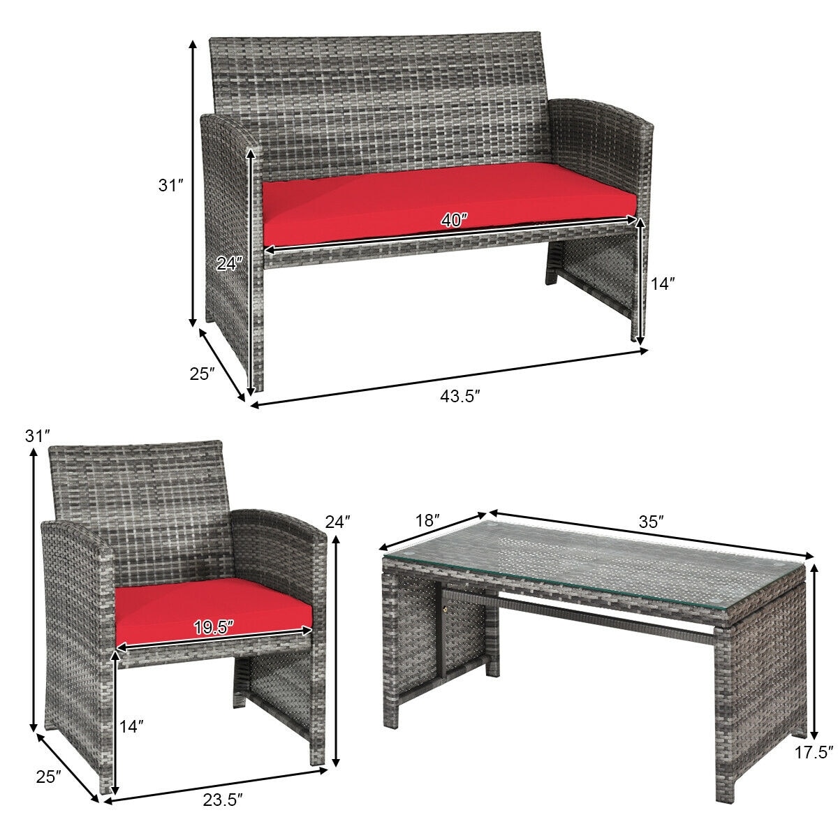 Clihome CWCH-HW63238RE Patio-Conversation-Sets - View #6