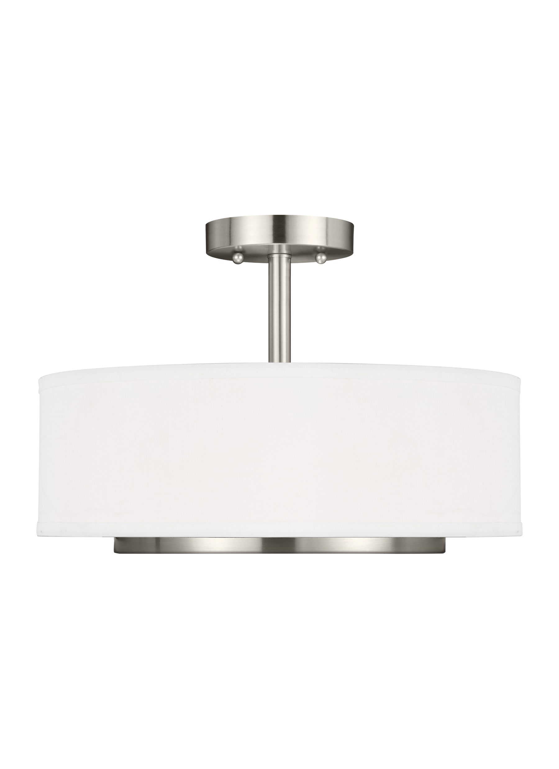 Generation Lighting 7728002-962 Nance 2 -Light Brushed Nickel Transitional Etched glass Geometric Small Hanging Convertible pendant/Semi-flush