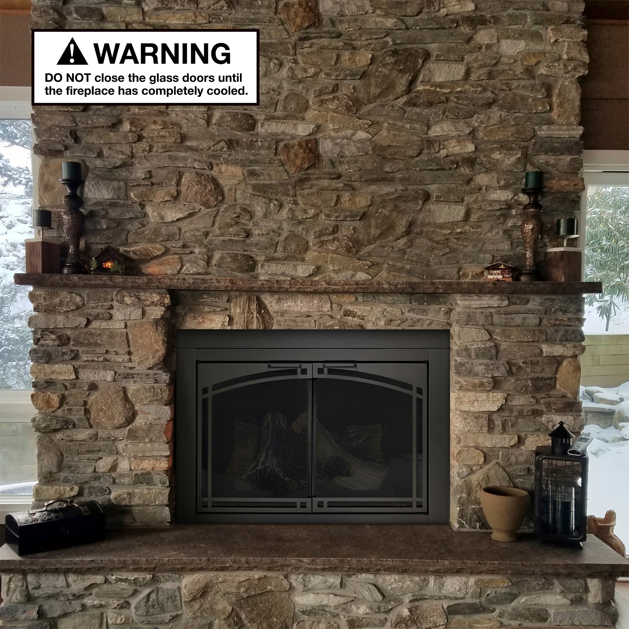 allen + roth FPDS302SLV Glass-Fireplace-Doors - View #3