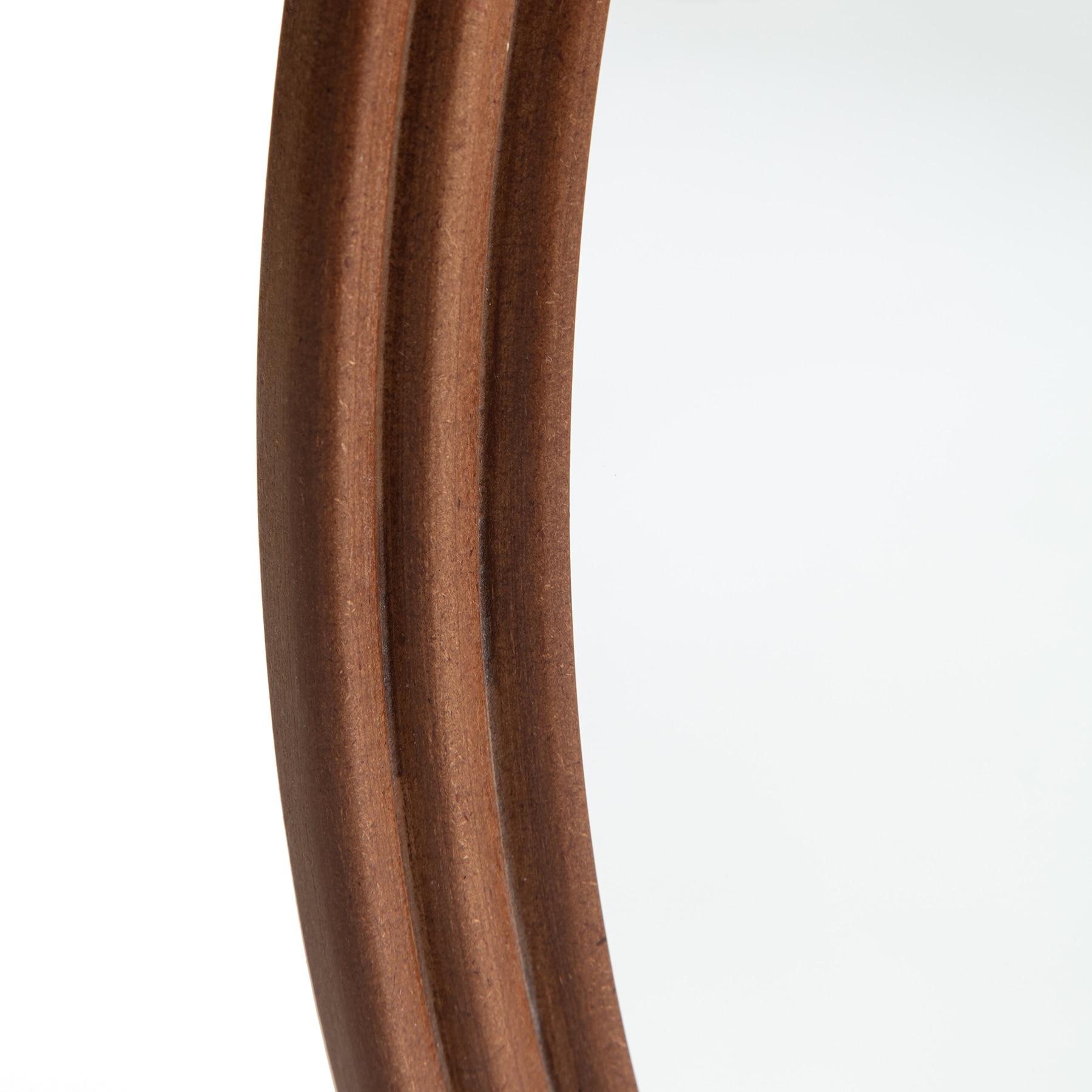 30-Inch Round Frameless Brown Wooden Wall Mirror