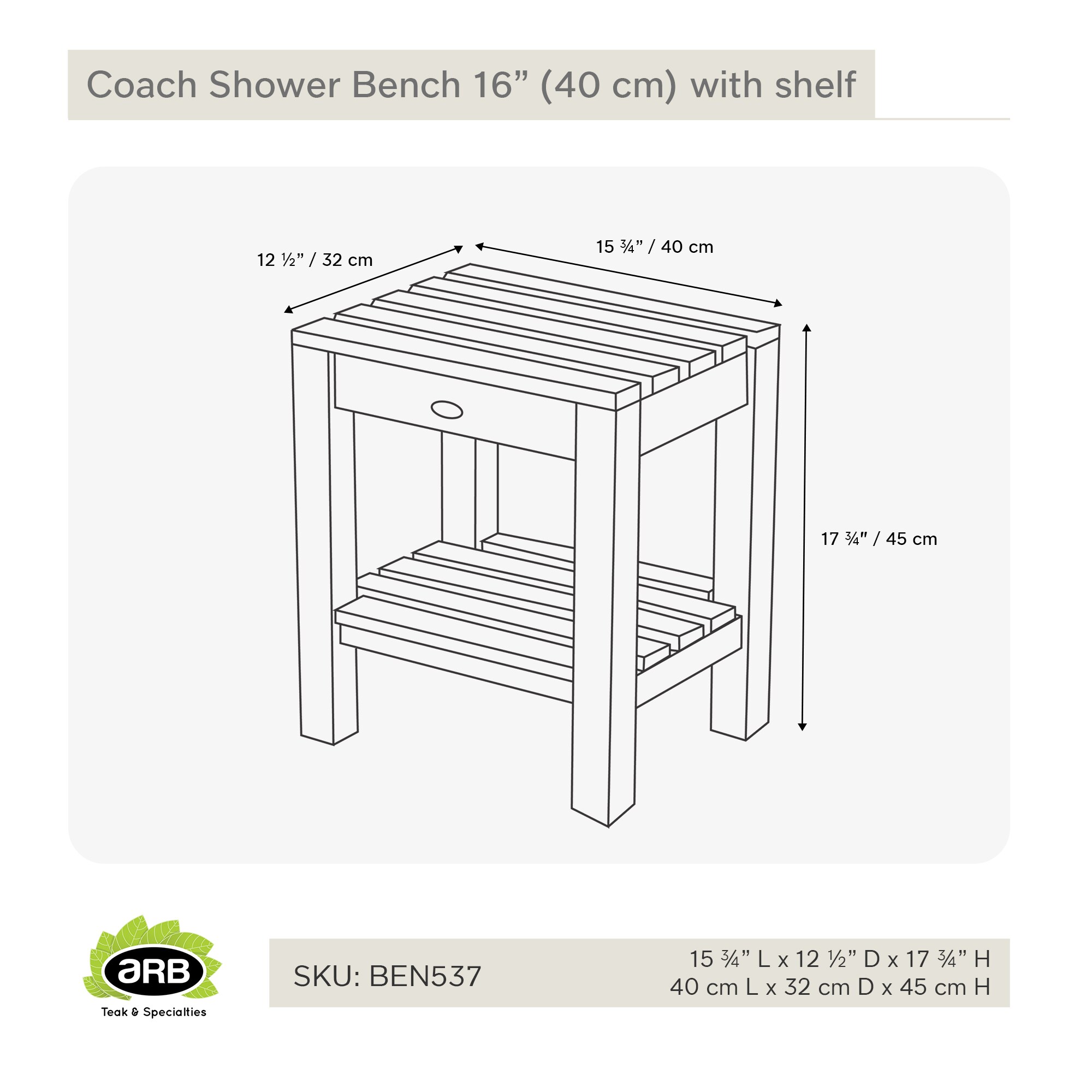 ARB Teak & Specialties BEN537 Bath-Safety-Seats-Benches - View #7