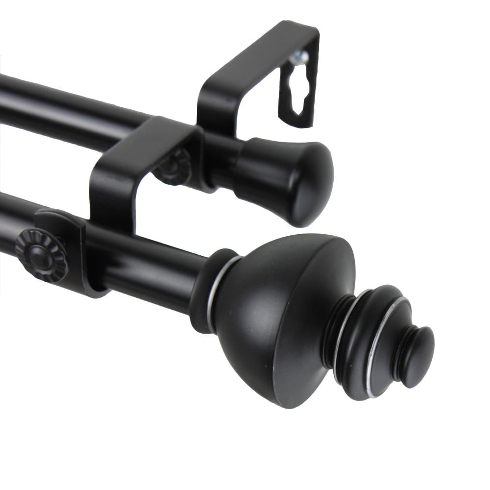 Hart & Harlow L4704-662 Ornate 13/16-in 120-in to 170-in Black Steel Double curtain rod with Finials