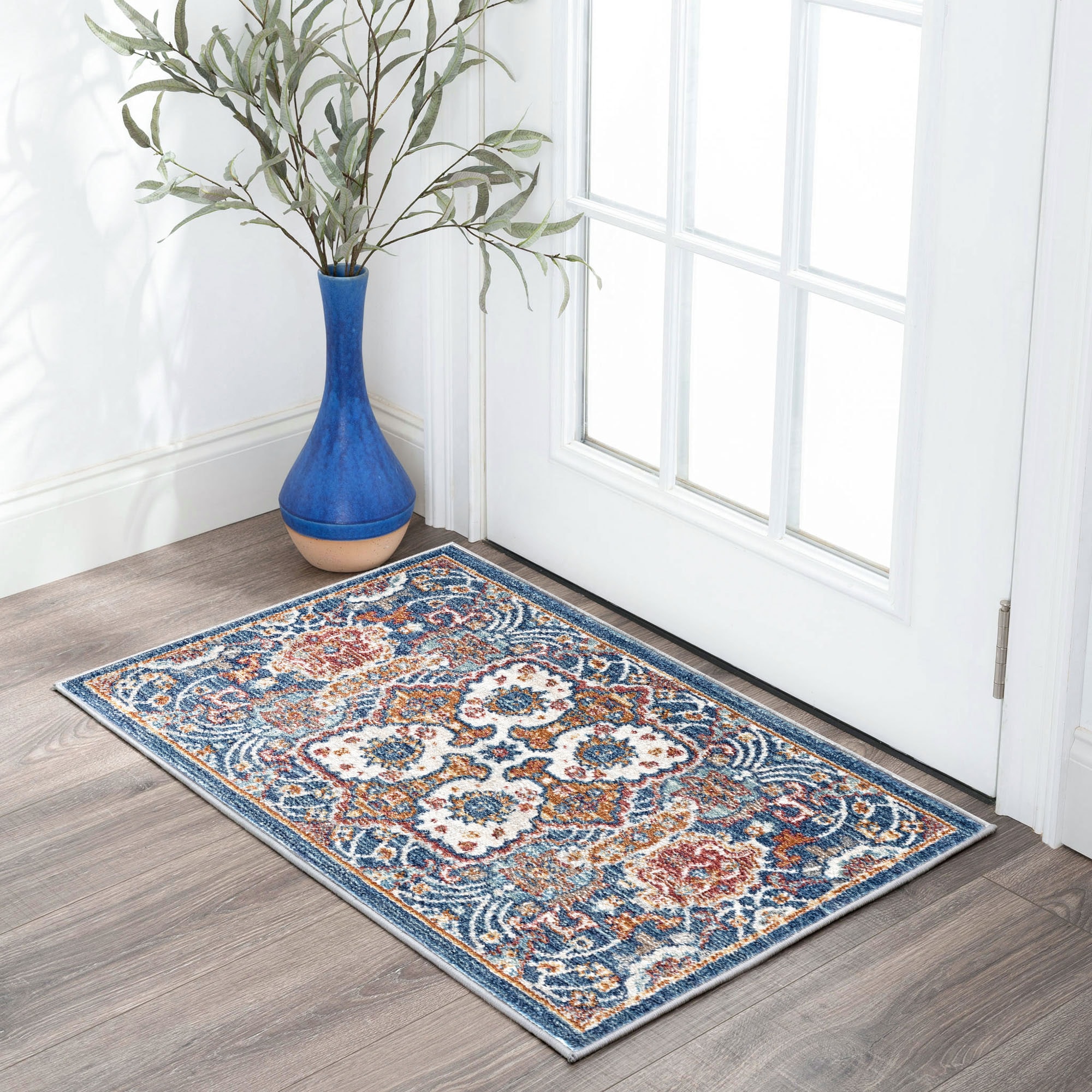 Tayse GRD6207 2X3 Garden 2 x 3 (ft) Loomed Polypropylene Navy Rectangular Indoor Throw rug