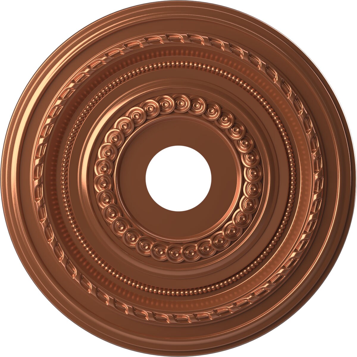 Ekena Millwork CMP19COBCO Cole Thermoformed 19-in W x 19-in L Painted Bright Coat Copper PVC Whole Ceiling Medallion