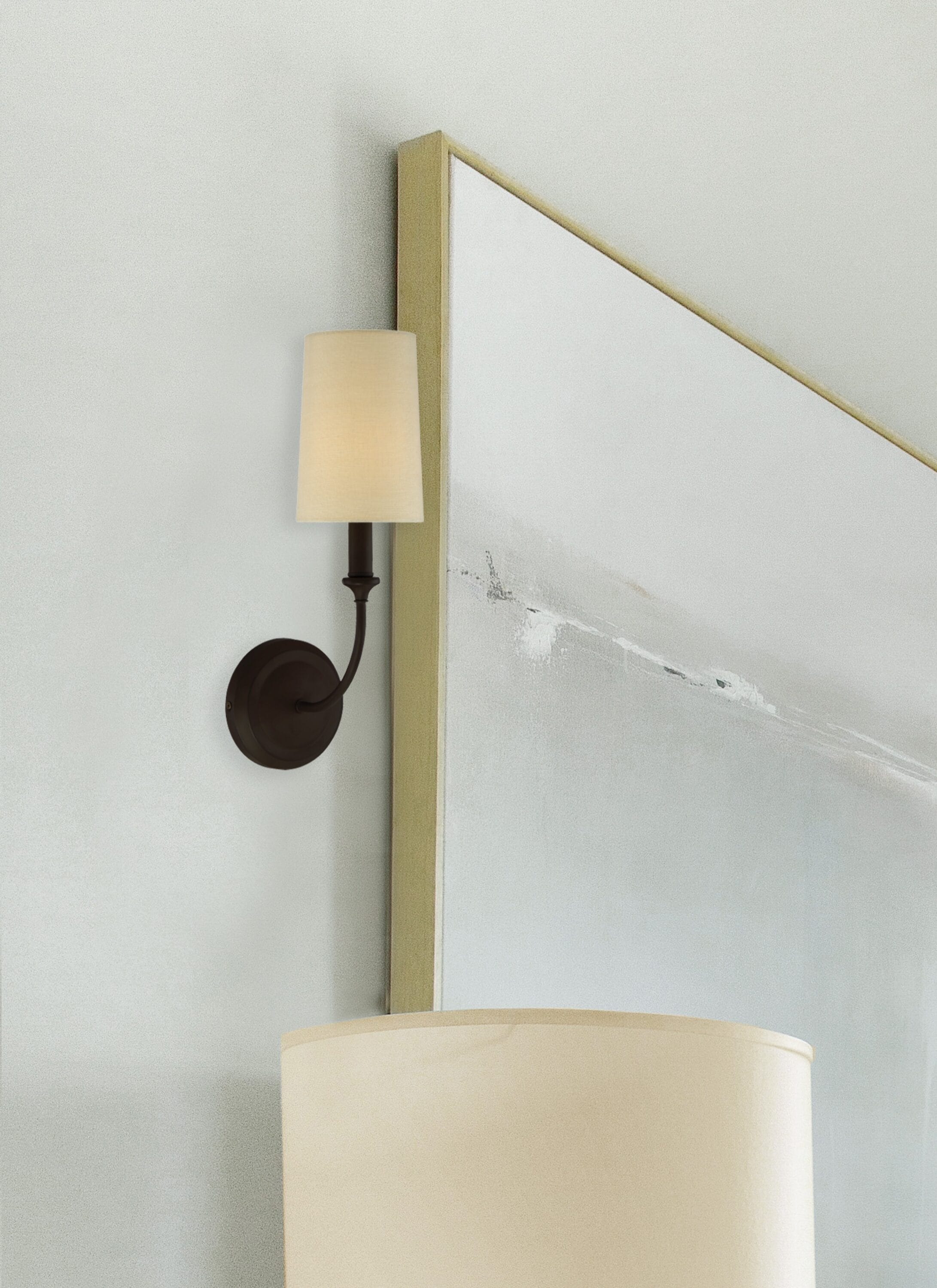 Sylvan Dark Bronze Dimmable Wall Sconce with Ivory Silk Shade