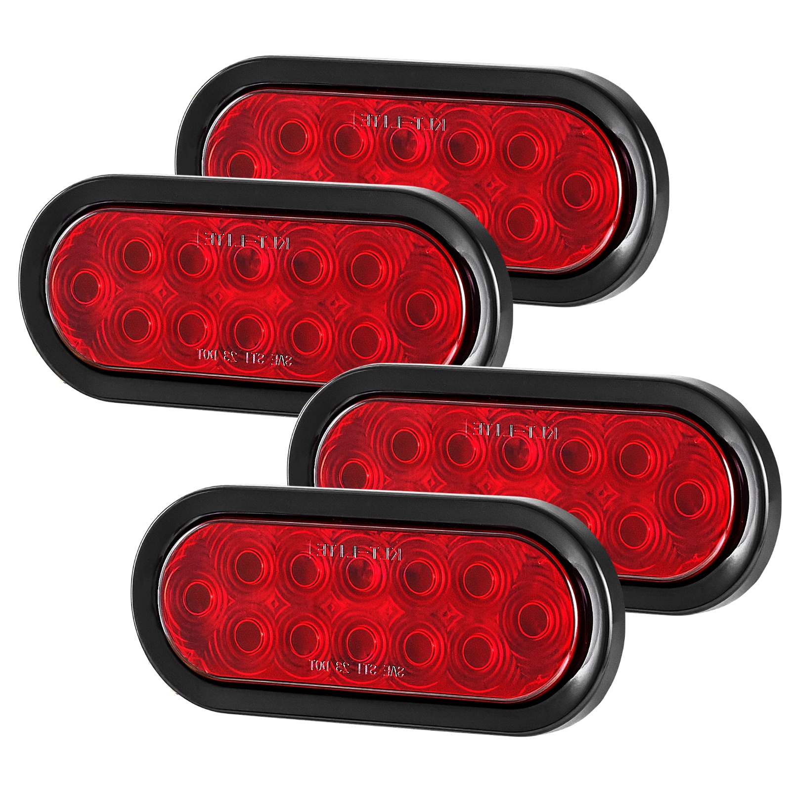VEVOR Trailer Lights 4PCS 12V Oval LED Trailer Tail Lights Kit with Stop Brake Turn Tail Lamp Waterproof Tow Lighting Kit for Boat Truck Camper RV Snowmobile Bus Caravan 2 Mounting Options Red