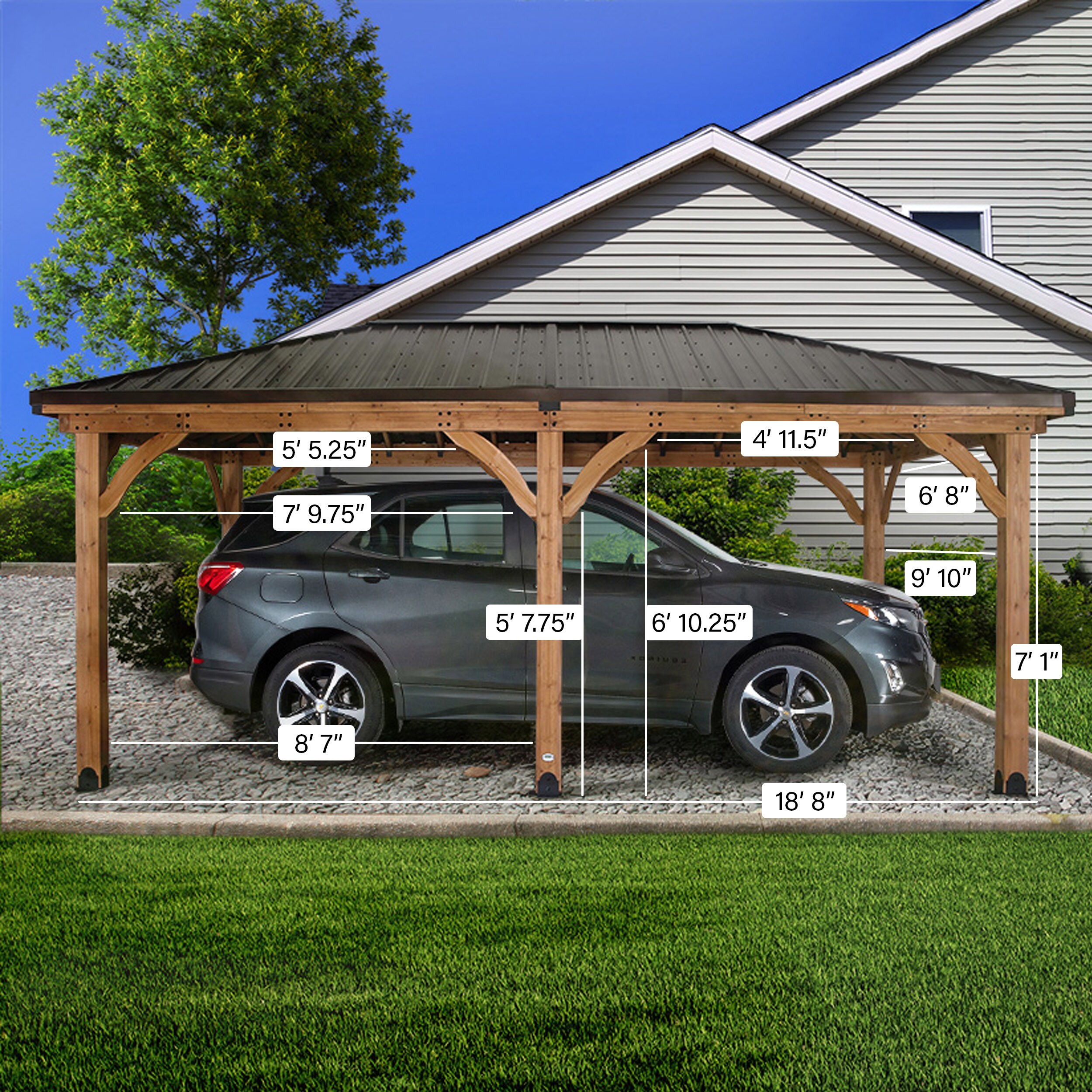 Backyard Discovery 20-ft x 12-ft Barrington Brown Wood Rectangle Gazebo  with Steel Roof in the Gazebos department at