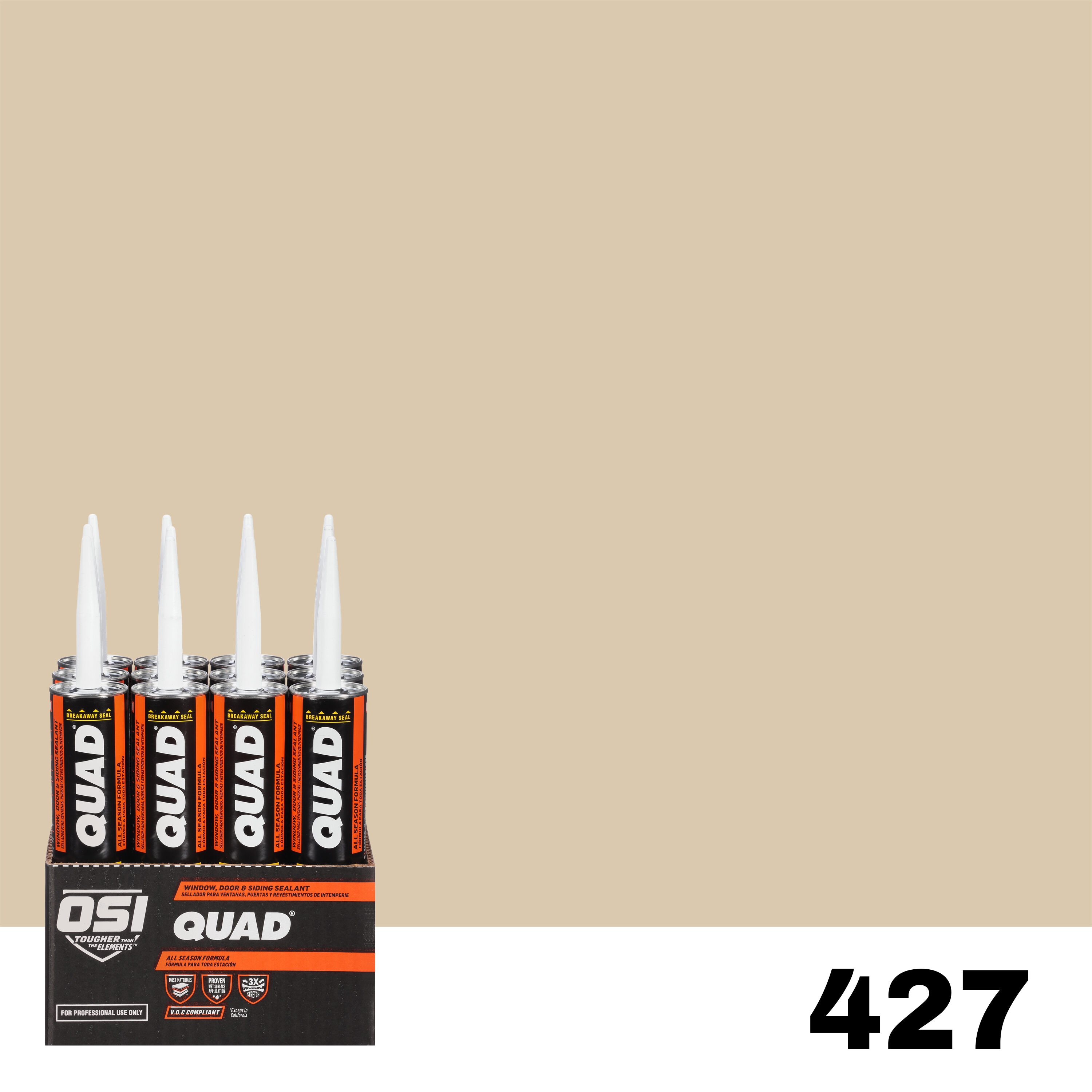 OSI 1637223.CP Quad 12 -Pack 10-oz Window door Almond 427 Unsanded Paintable Solvent Caulk