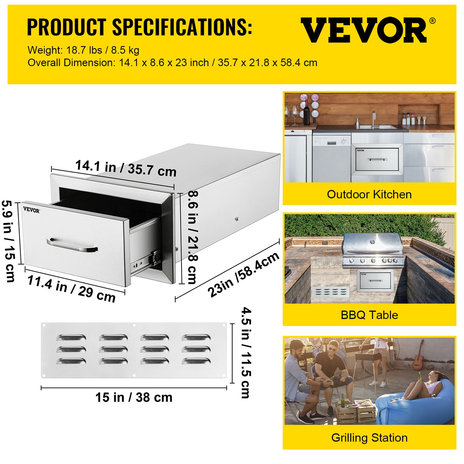 VEVOR 8.5X14YC1CBXGCTG1V0 Builtin-Grill-Cabinet-Parts - View #9