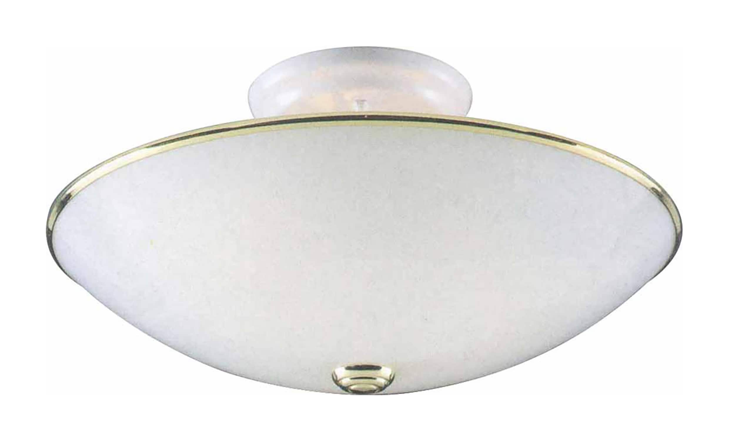Polished Brass and Frosted Glass Round Flush Mount Light