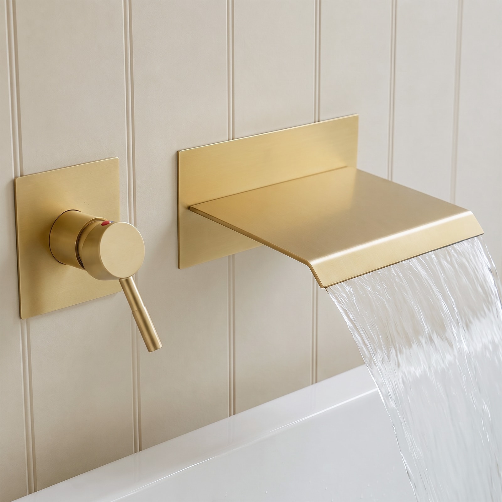 BWE Haven Fall Brushed Gold 1-handle Wall-mount Waterfall Bathtub Faucet ( Valve Included )