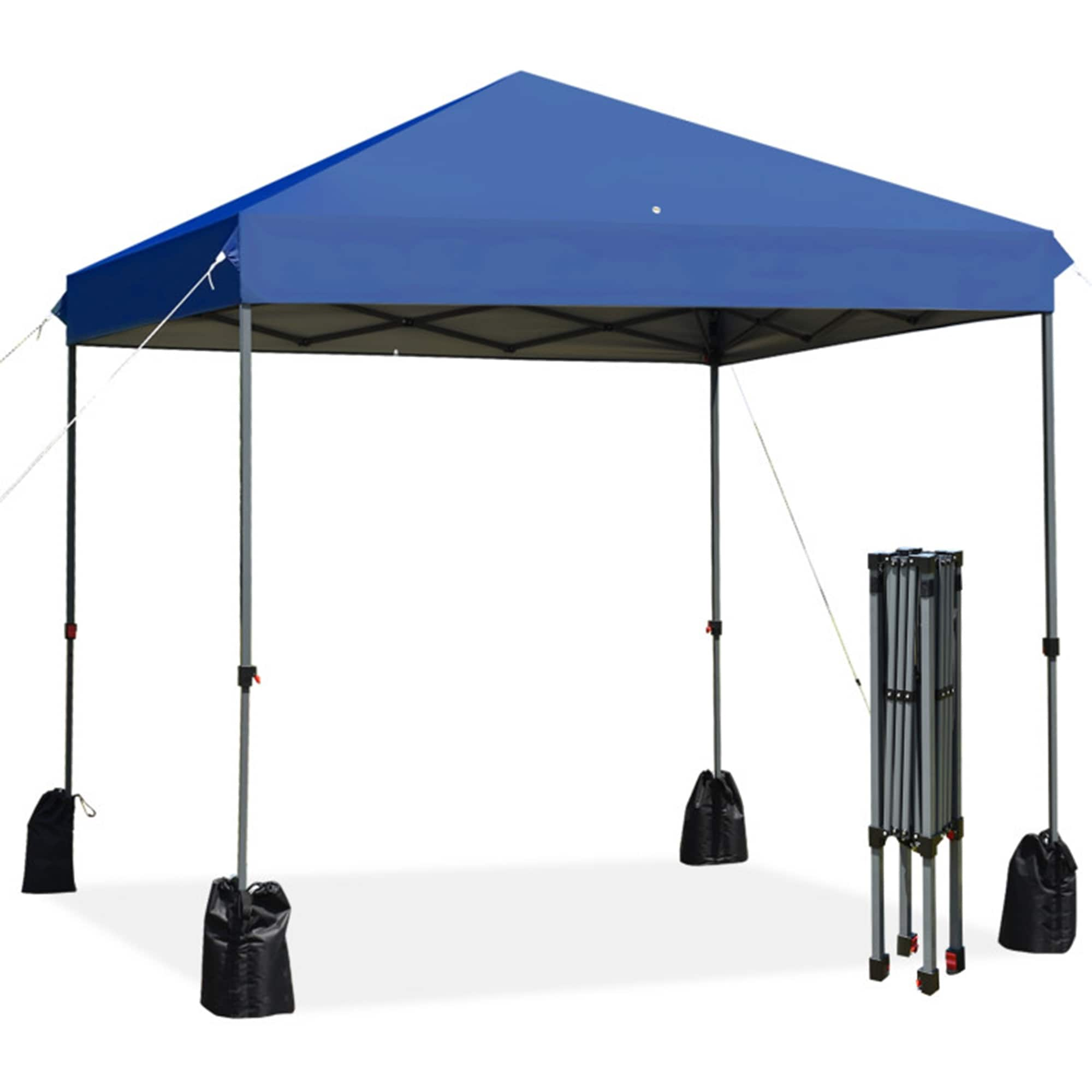 Mondawe 8-ft x 8-ft Square Blue Metal Steel Roof Pop-up Gazebo in the ...