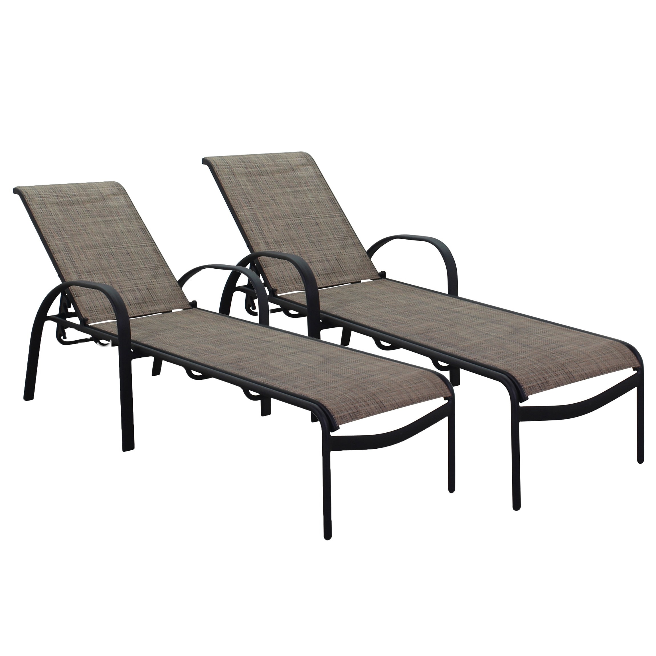 Courtyard Casual 5661 Santa Fe - Java Set of 2 Stackable Java Brown Aluminum Frame Stationary Chaise Lounge Chair with Brown Sling Seat