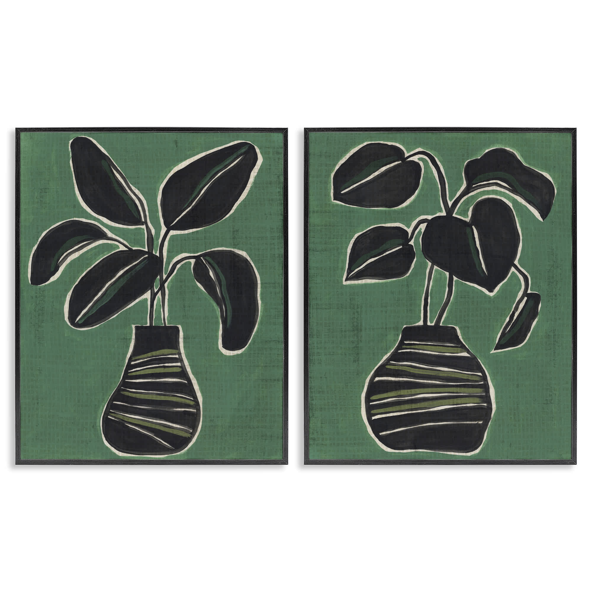 Stupell Industries B2-766-FR-2PC-11X14 Green Toned House Plants 2 Piece Black Framed Giclee Art Set By June Erica Vess 11 x 14
