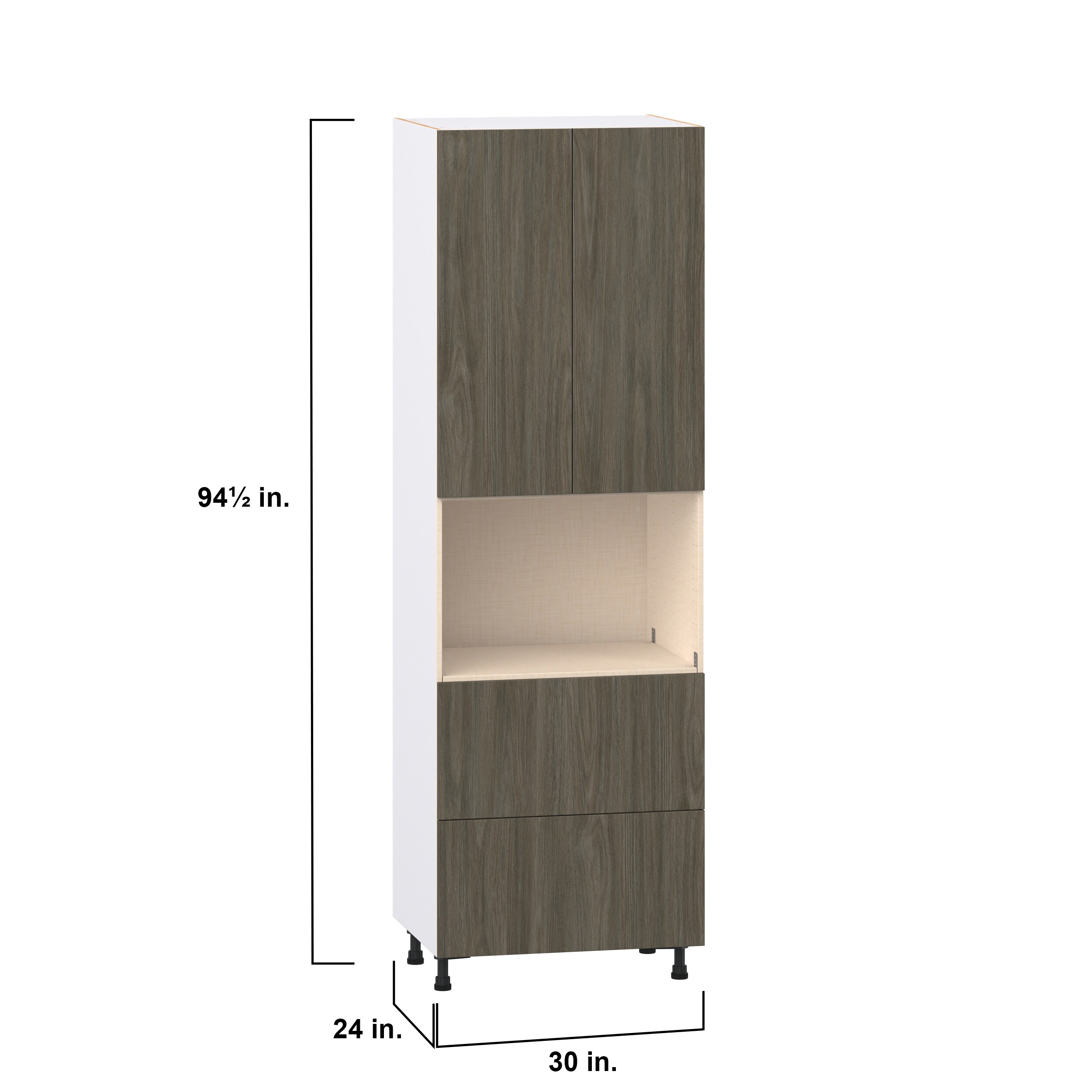 Measurement diagram showing 30 in width, 24 in depth, 94.5 in height