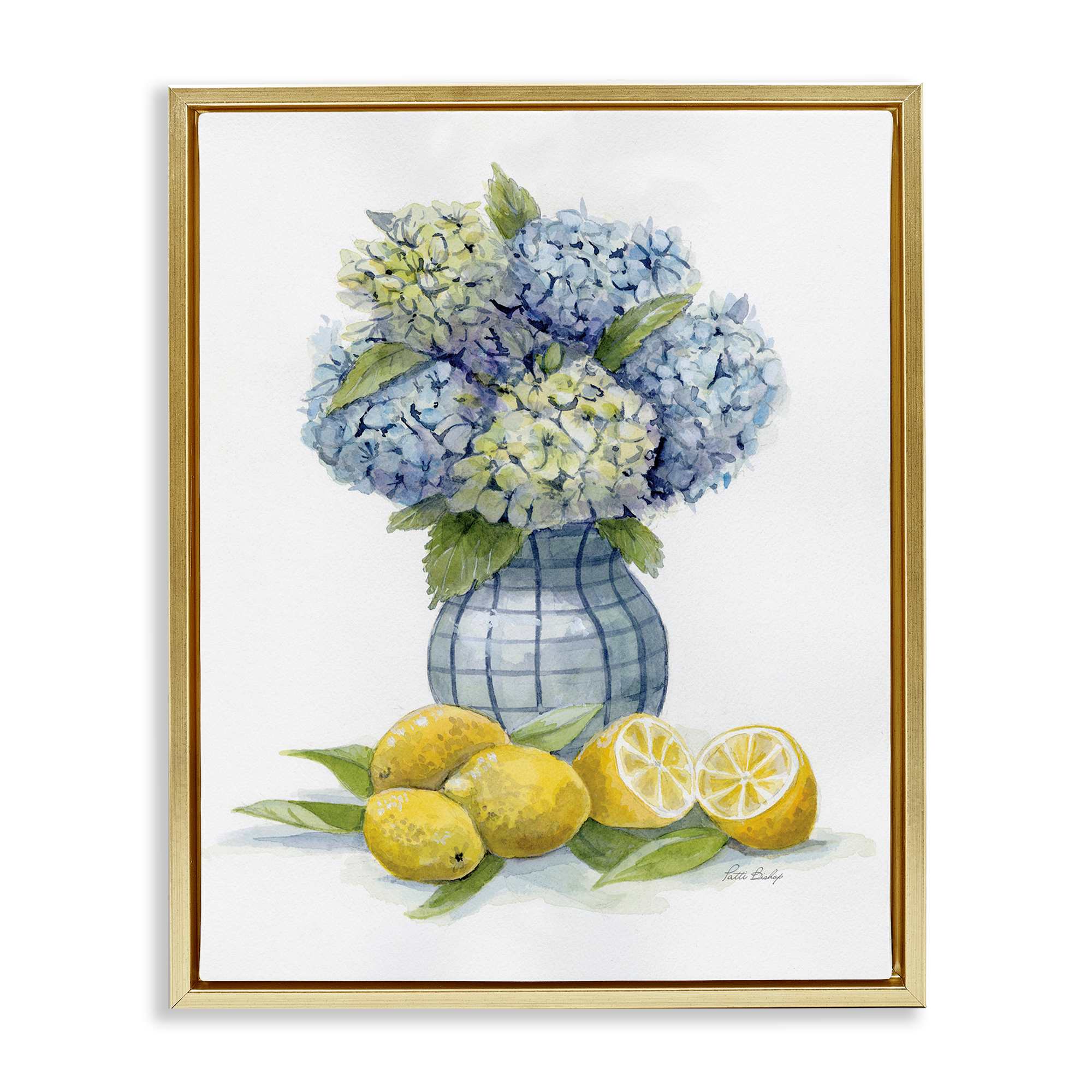 Stupell Industries BS-495-FFG-24X30 Hydrangeas and Lemon Cluster Gold Framed Floater Canvas Wall Art By Patti Bishop 25 x 31