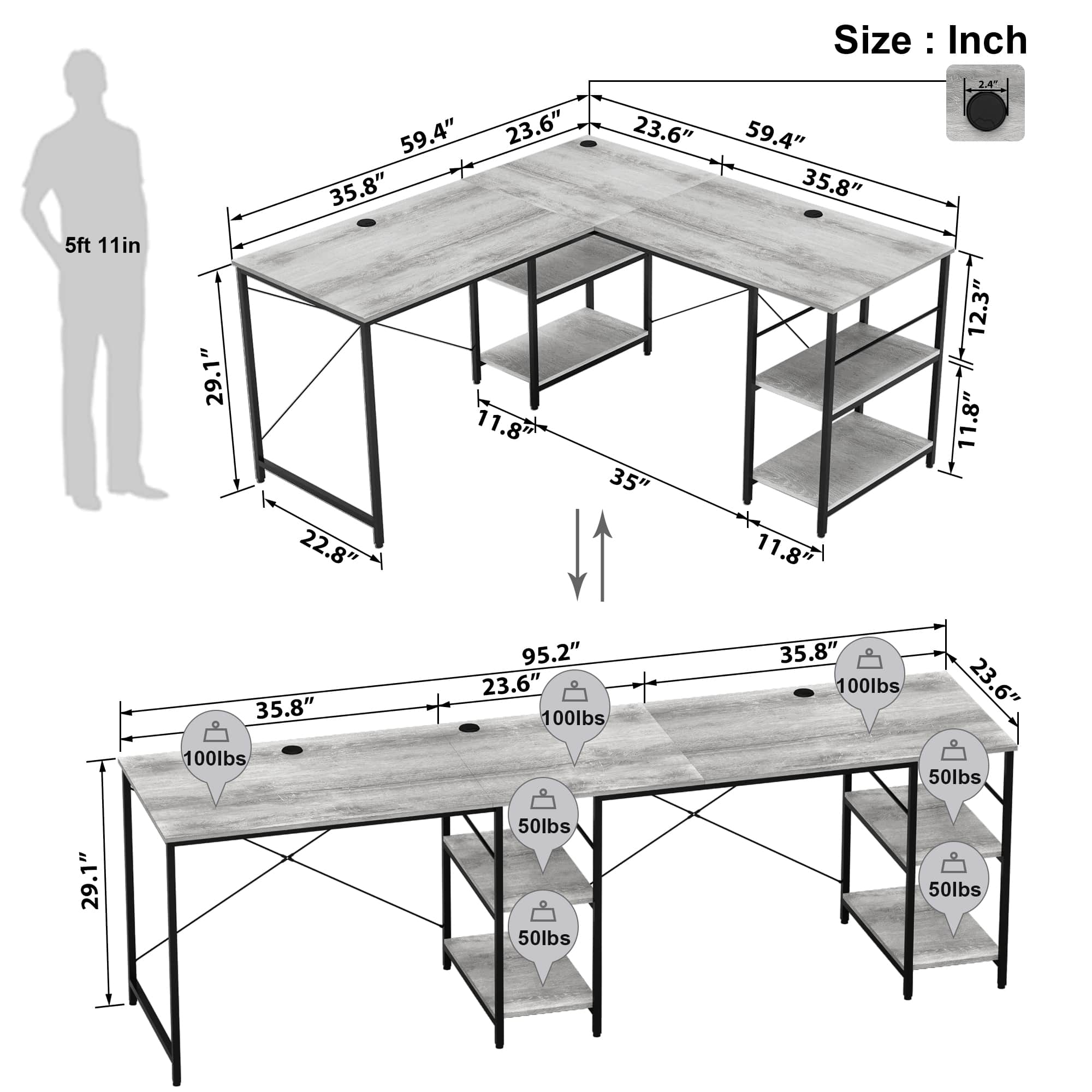 Bestier LOW-15158-D31BSH desks - View #3