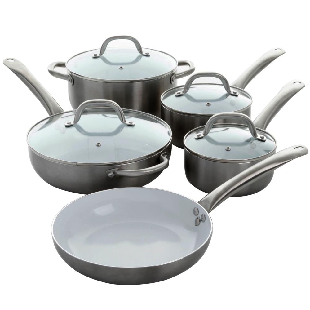 Tri-ply Stainless Steel Diamond Nonstick 9 Piece Cookware Set, 9