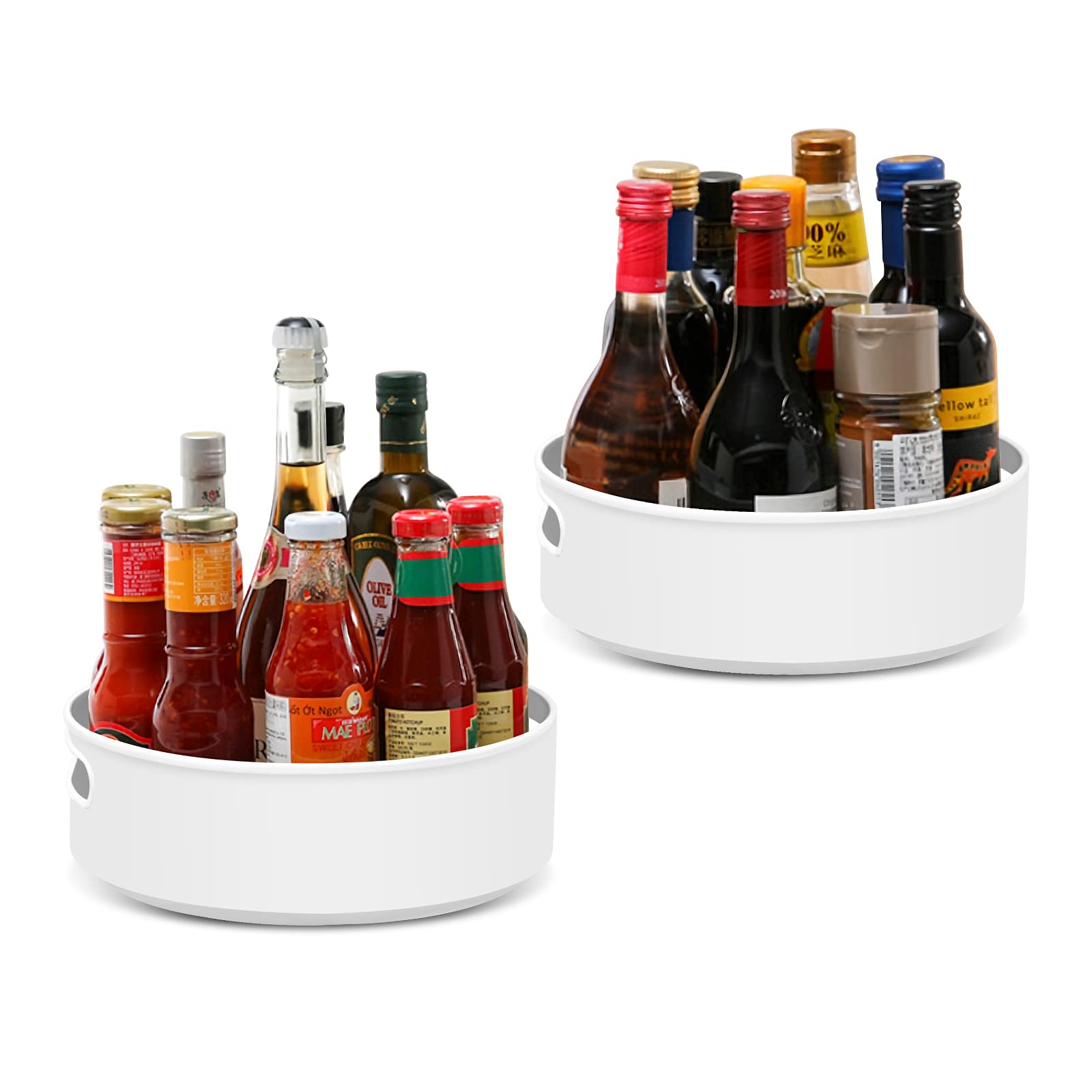 Phewnyzo  2 pack Lazy Susan Turntable Organizer 9 inch Non Skid Spice Rack for Kitchen Storage Cabinet Pantry Under Sink Countertop and Fridge