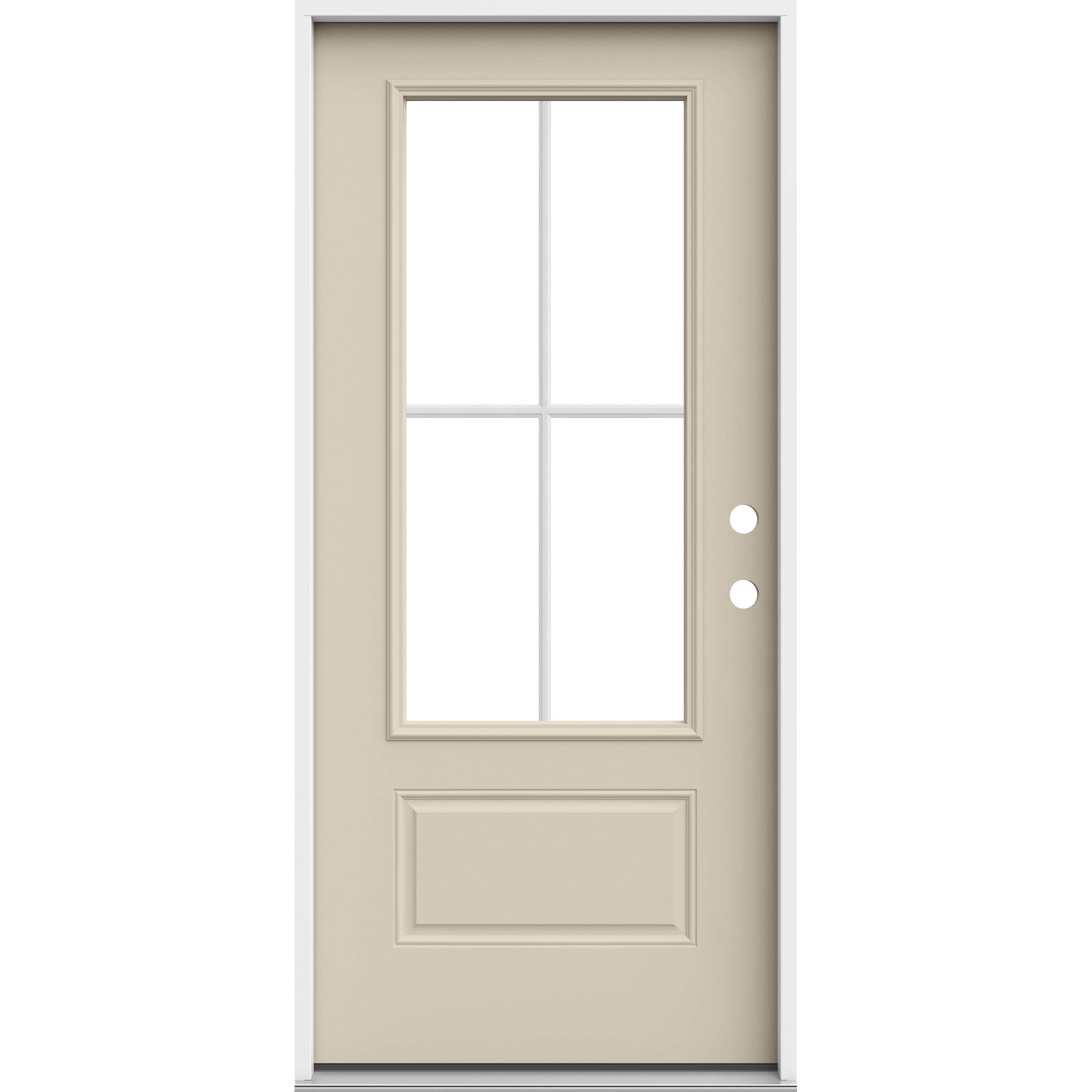 JELD-WEN LOWOLJW230500243 36-in x 80-in x 4-9/16-in Steel 3/4 lite Left-hand inswing Primed Prehung Front Door Insulating core