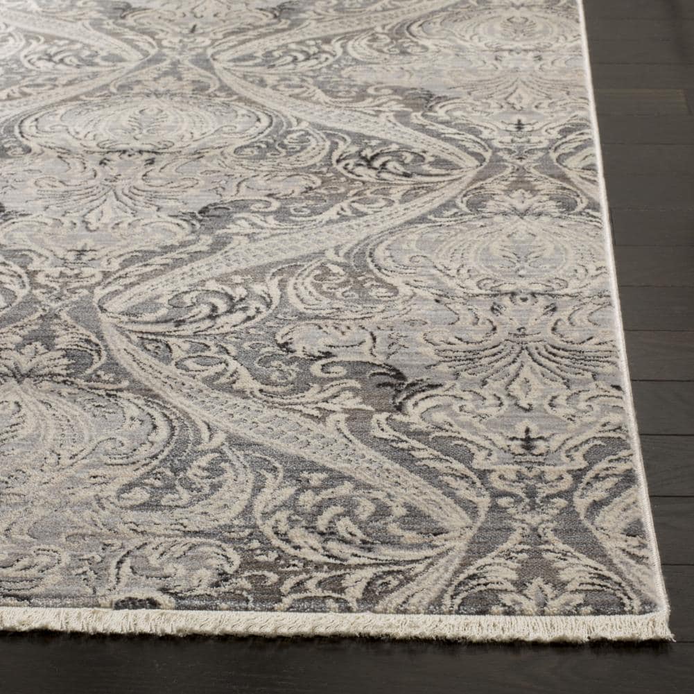 Vintage Persian Gray and Charcoal Polyester Runner Rug