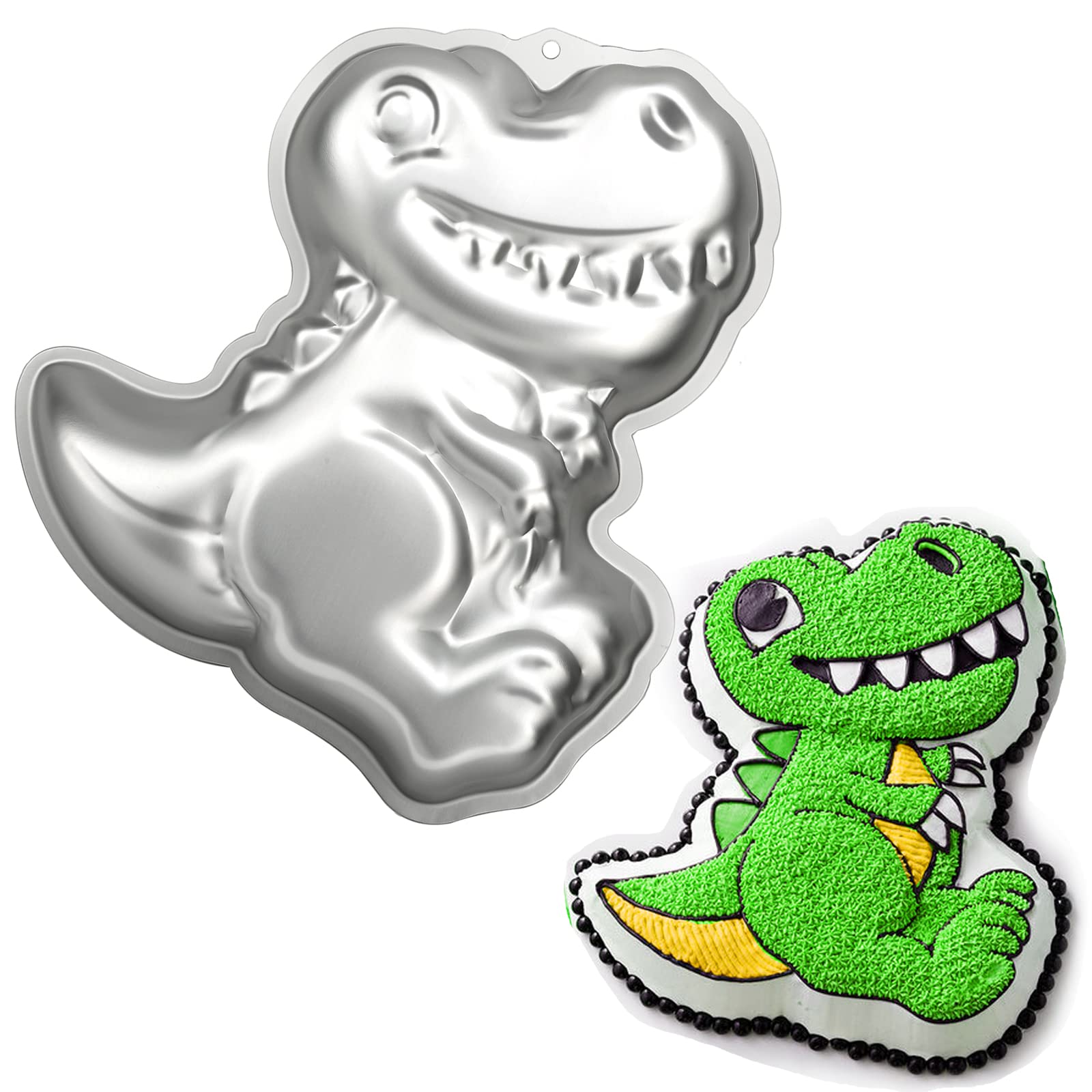 DHMHD  Dinosaur Shape Cake Pan 3D Birthday Cake Mold Aluminum Alloy Nonstick Baking Tool for Dinosaur Shaped Desserts and Cakes