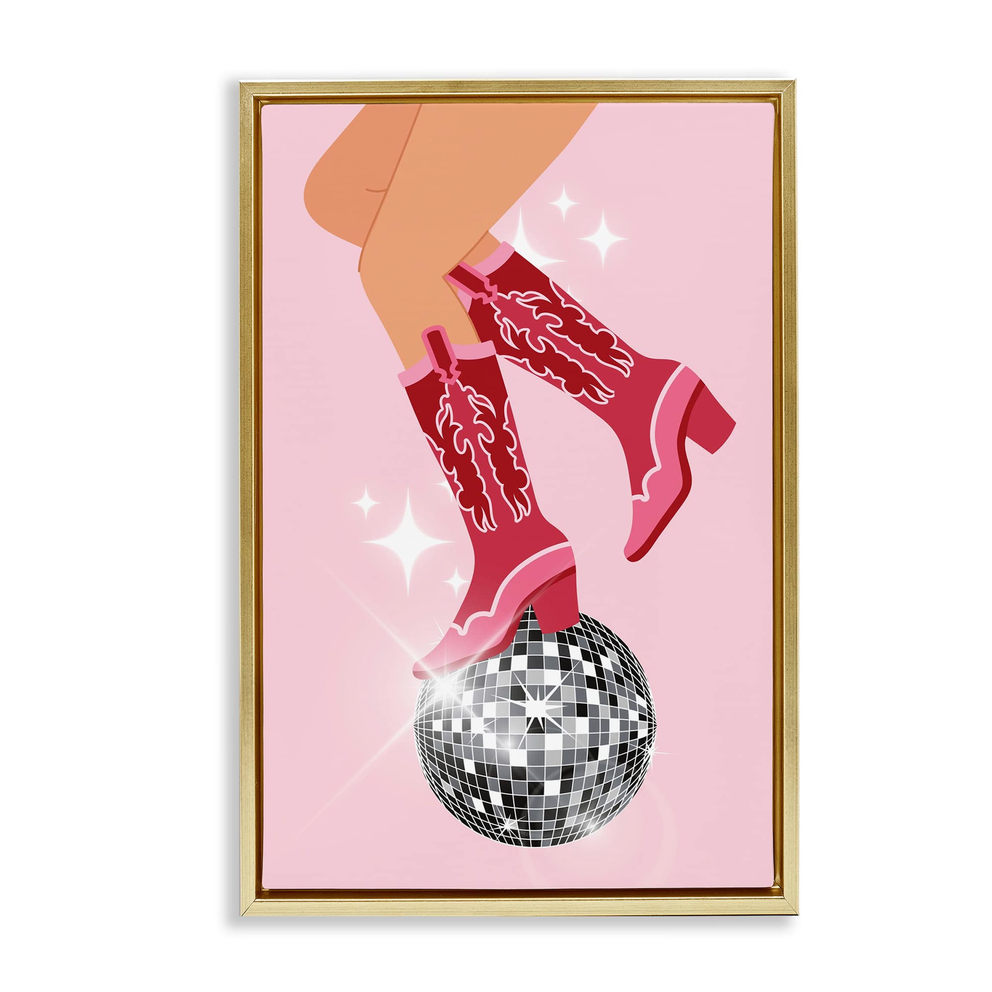 Stupell Industries BT-657-FFG-16X24 Balancing Disco Cowgirl Floating Frame design by LSR Design Studio