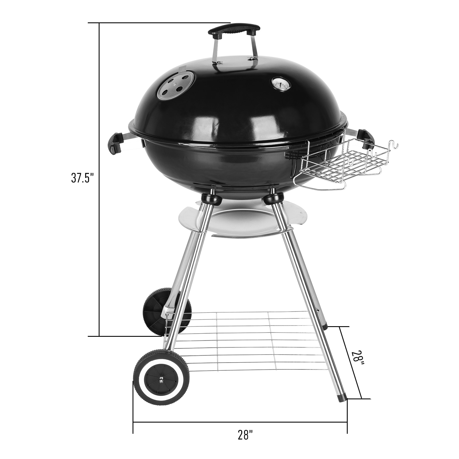 Winado LO1G57000675 Charcoal Grill 28-in W Black Kettle Charcoal Grill