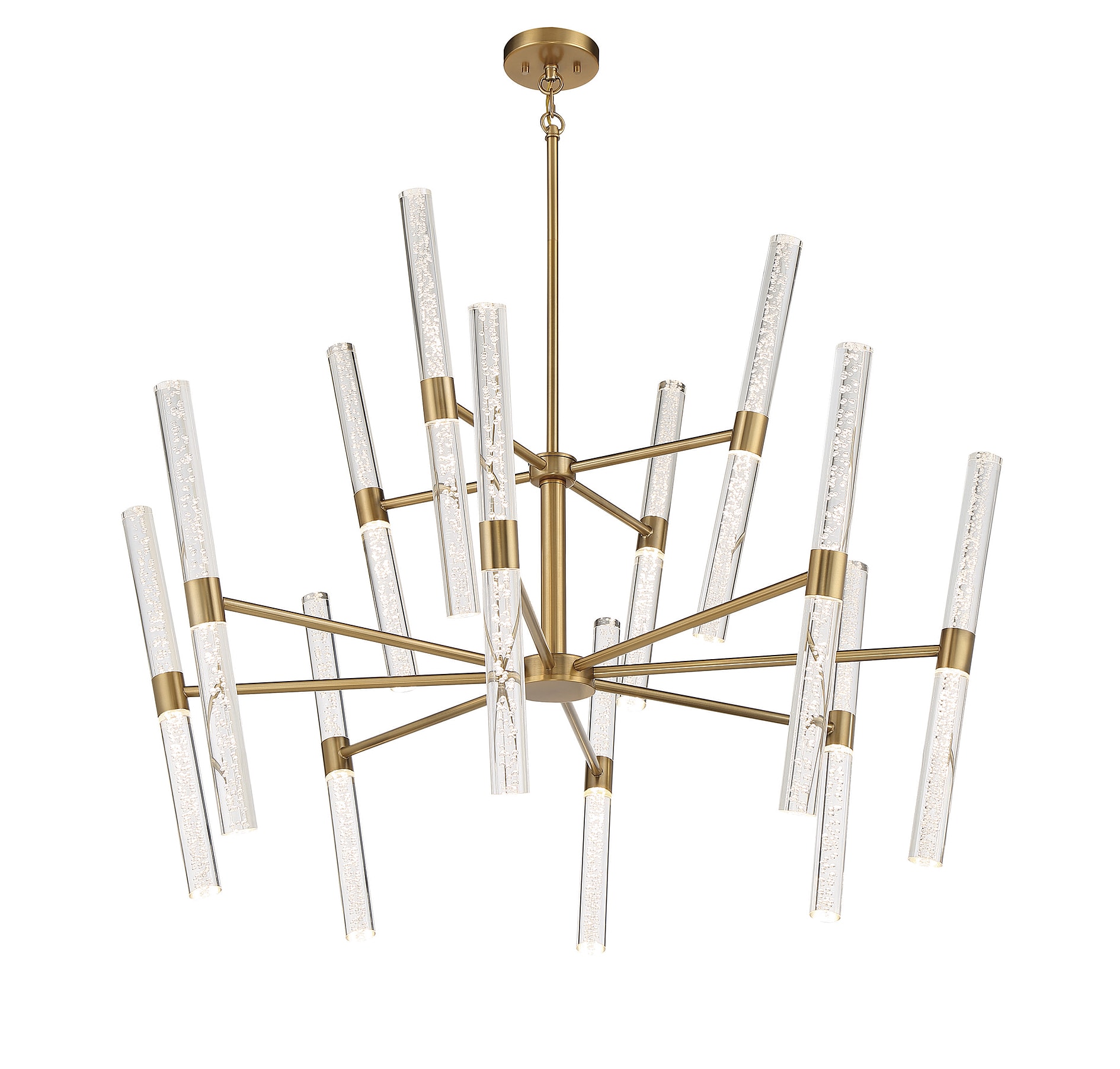 Arlon 24-Light Warm Brass LED Chandelier with Clear Bubble Glass