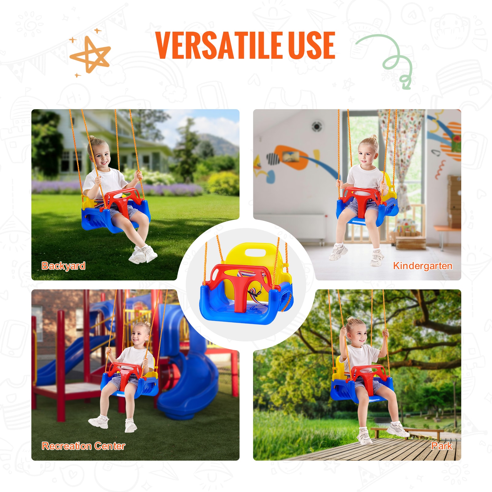 VEVOR SC3H1YYEQQZY04487V0 Playset-Swings - View #5