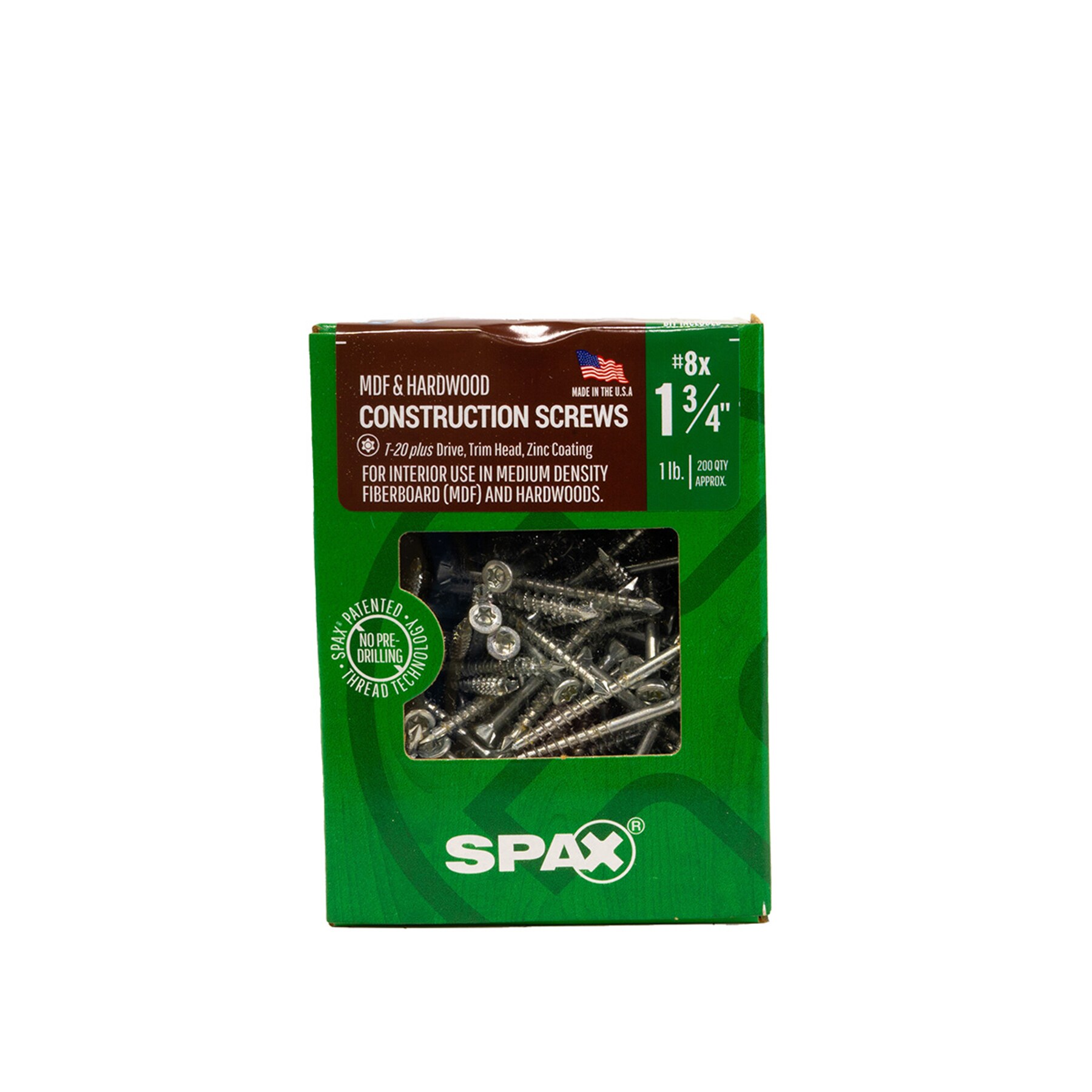 SPAX Cabinet MDF Hardwood Flush Finish #8 x 1-3/4-in Zinc-plated Interior Wood screws ( 200 -Per Box )